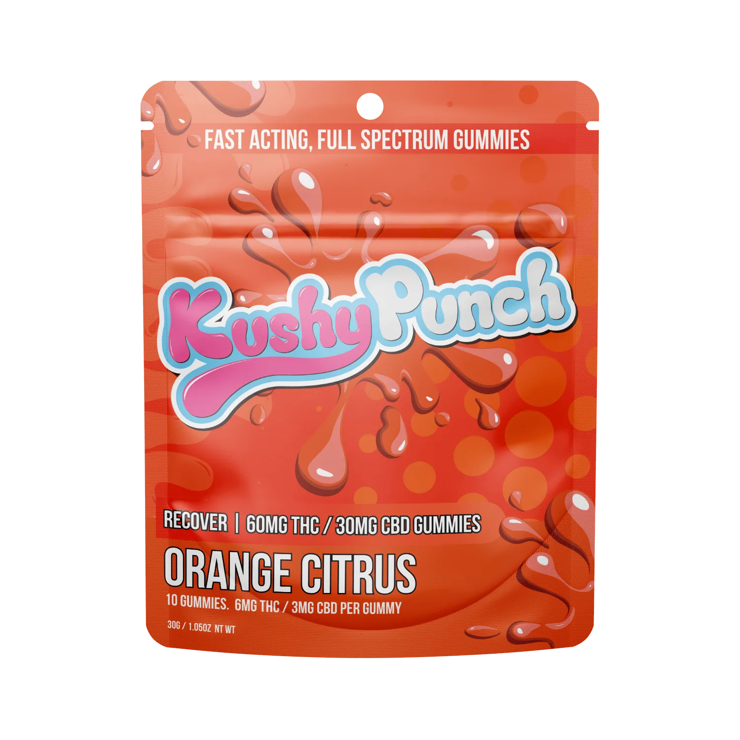 Kushy Punch Recover (2:1) Orange Citrus - INDIVIDUAL GUMMIES 90MG