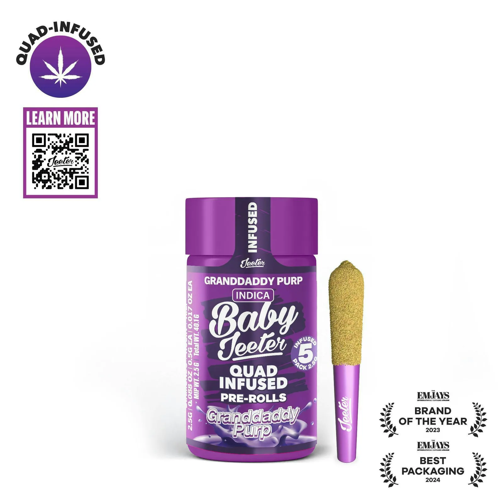 Jeeter | Granddaddy Purp | Quad-Infused Minis | 0.5g each | 5pk