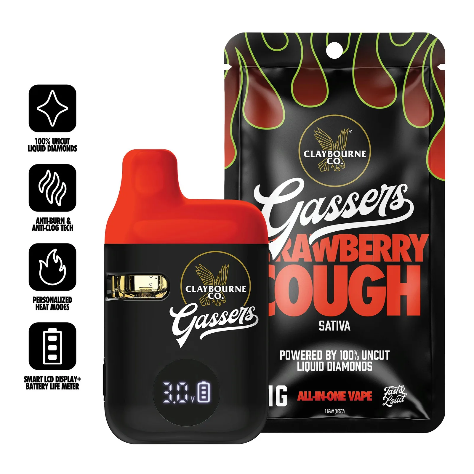 Strawberry Cough (1g) - Gassers All-In-One Liquid Diamonds Vape
