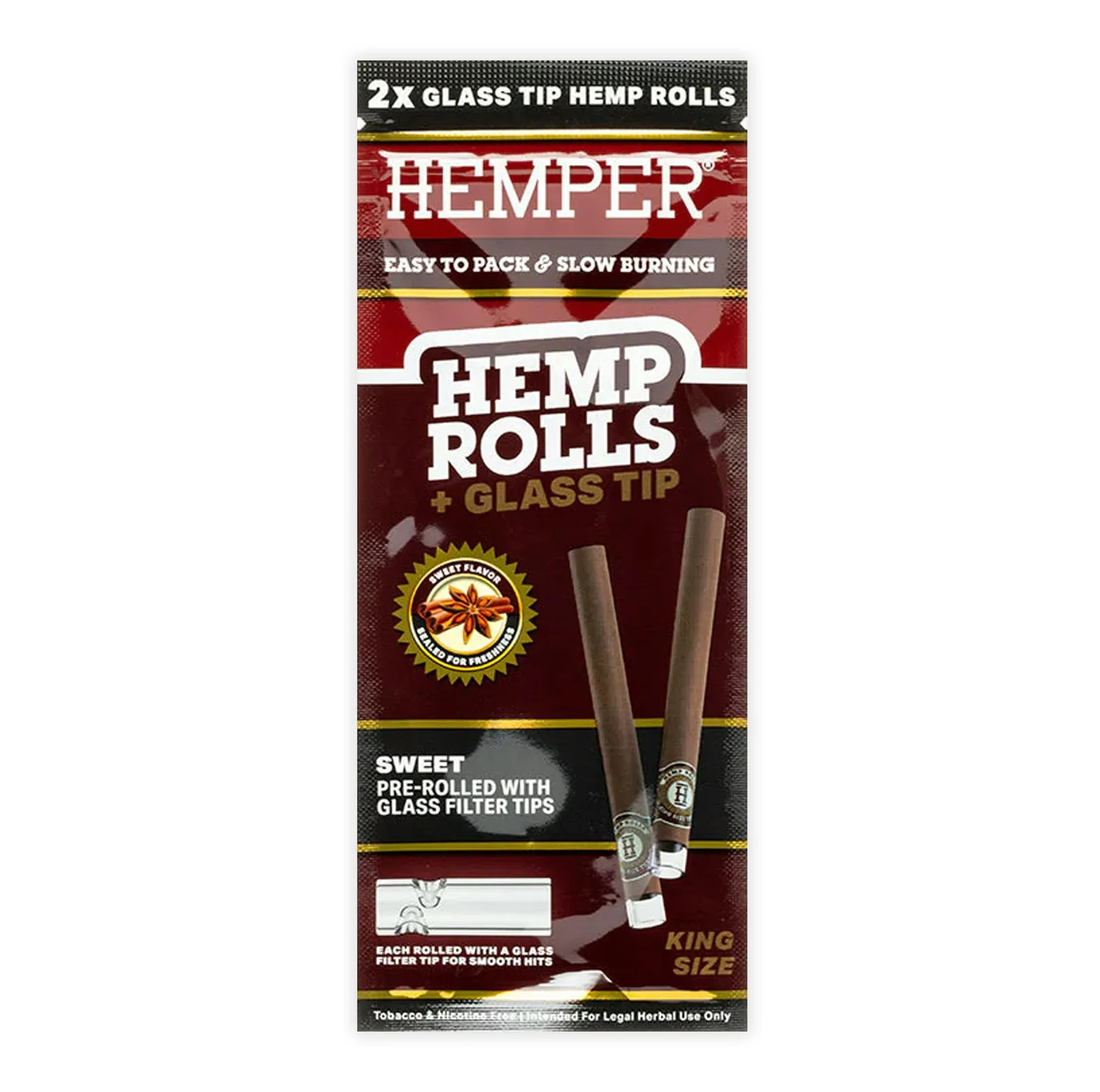 SWEET HEMP KING SIZE CONE WITH GLASS TIP 2PK