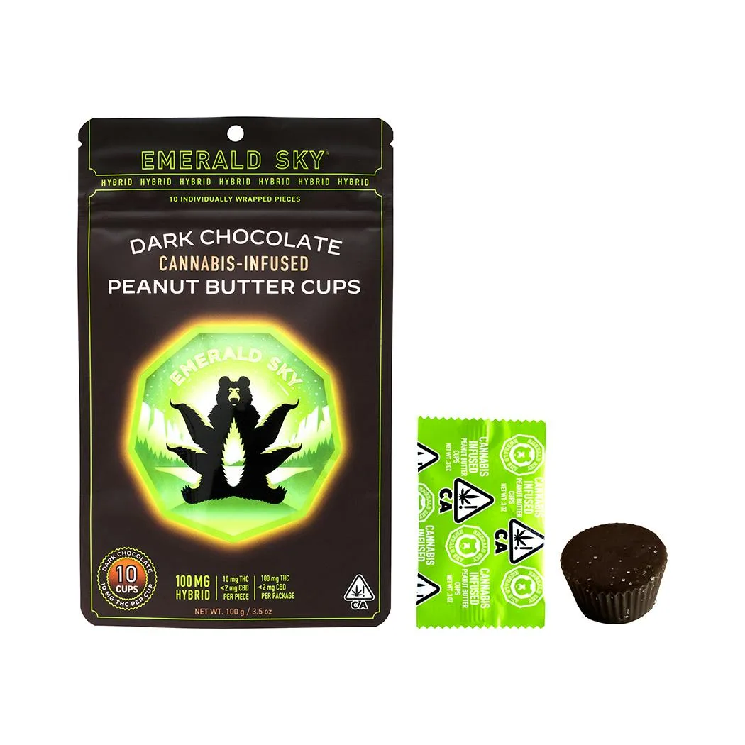 Emerald Sky Dark Chocolate Peanut Butter Cups - Hybrid 100mg 10pk