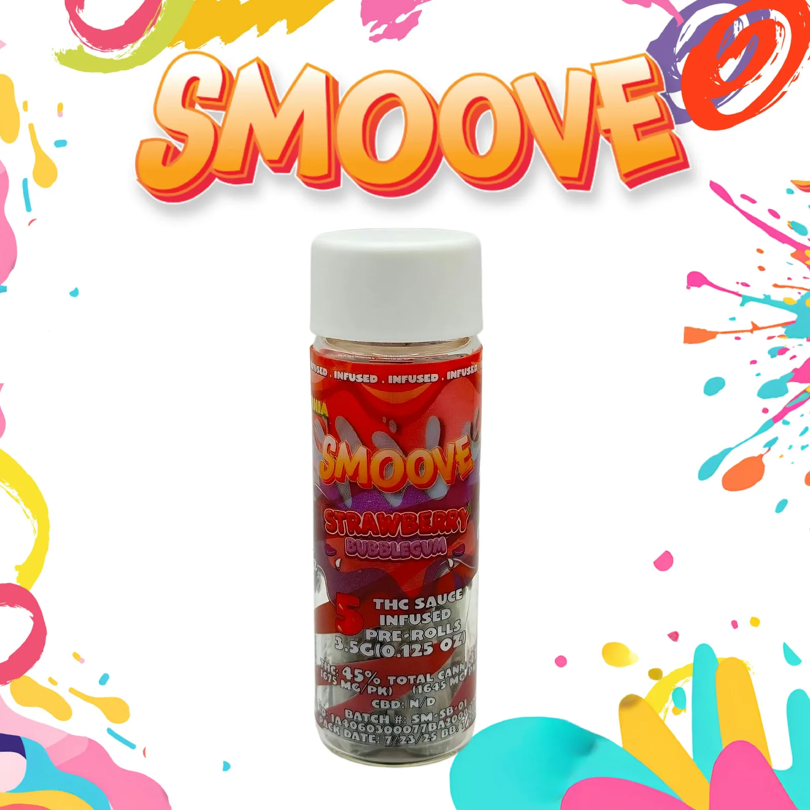 Smoove Infused Pre Rolls Strawberry Bubblegum 5 x 0.7 - 3.5 G