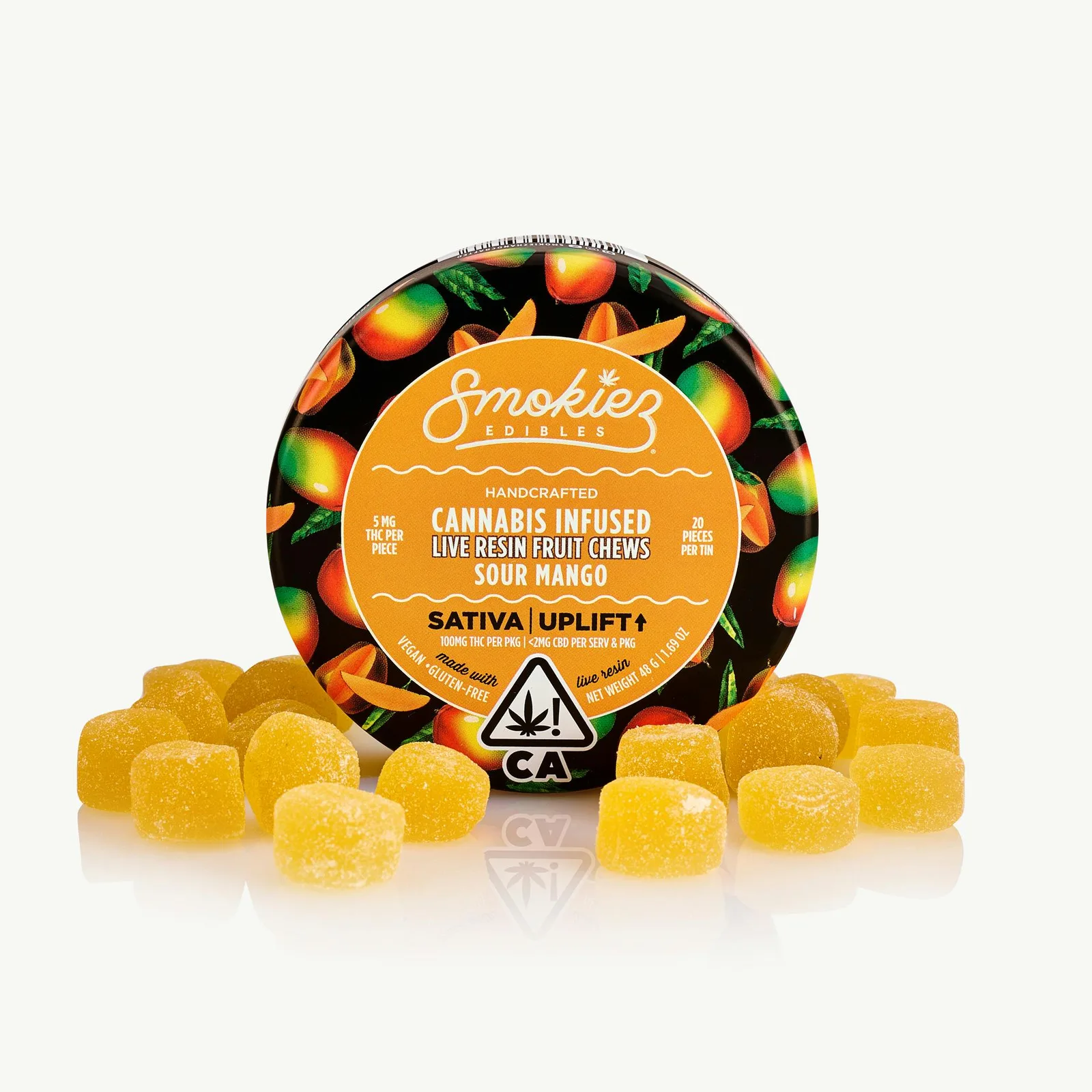 Sour Mango Sativa 100mg THC Live Resin Fruit Chews - CA