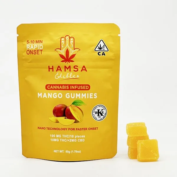 Hamsa 100mg THC Certified Kosher Nano Gummies - Mango