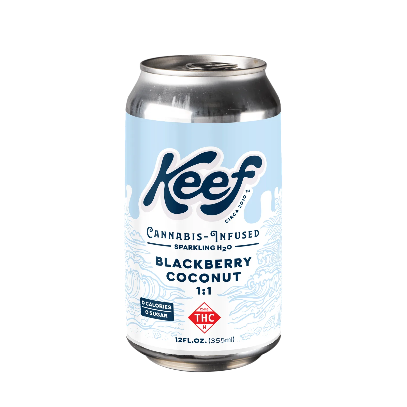 Keef Sparkling H2O 1:1 Blackberry Coconut - 25mg:25mg
