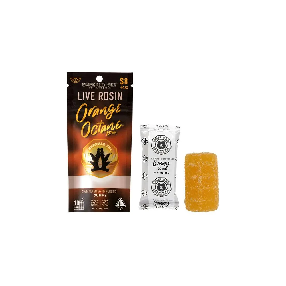Emerald Sky Live Rosin Single Gummy - Orange Octane 100mg