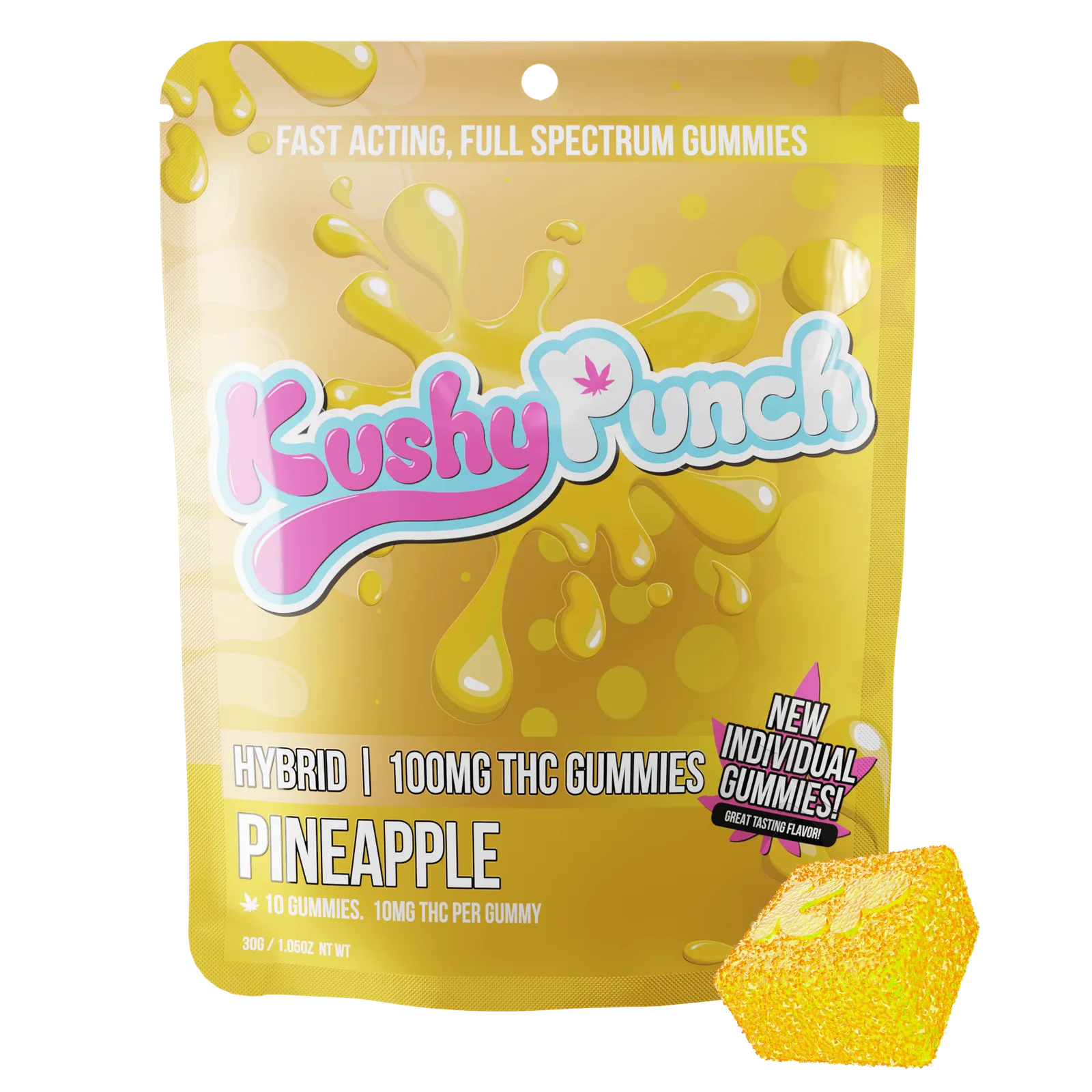 Kushy Punch - Hybrid Pineapple INDIVIDUAL GUMMIES 100MG