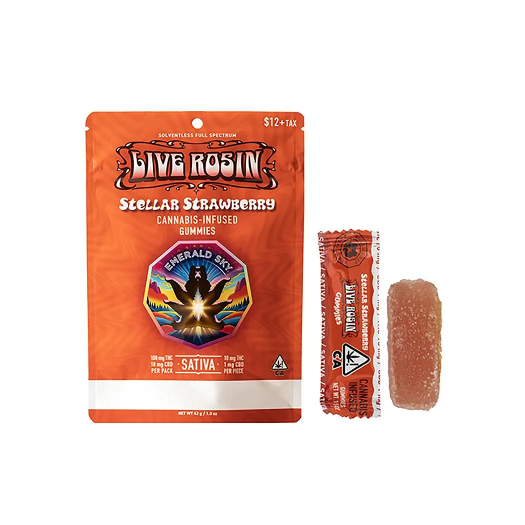 Emerald Sky | Stellar Strawberry | Live Rosin Gummies | 10pk