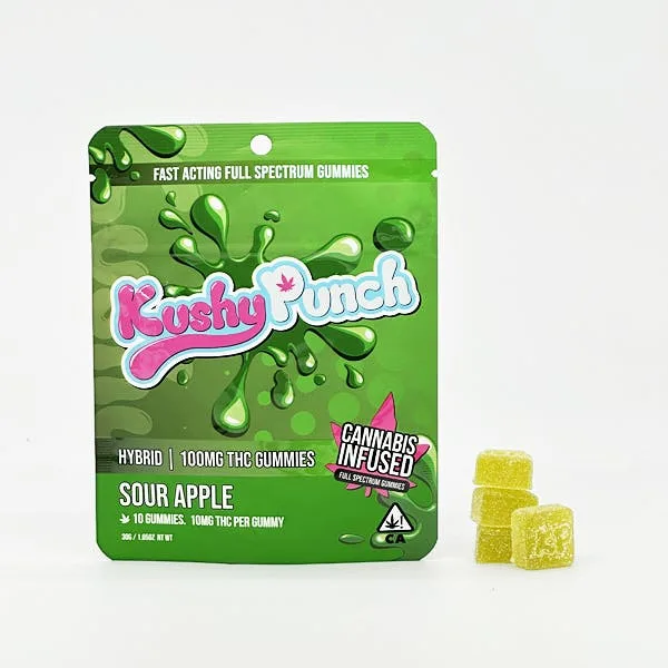 Kushy Punch - Hybrid Sour Apple INDIVIDUAL GUMMIES 100MG