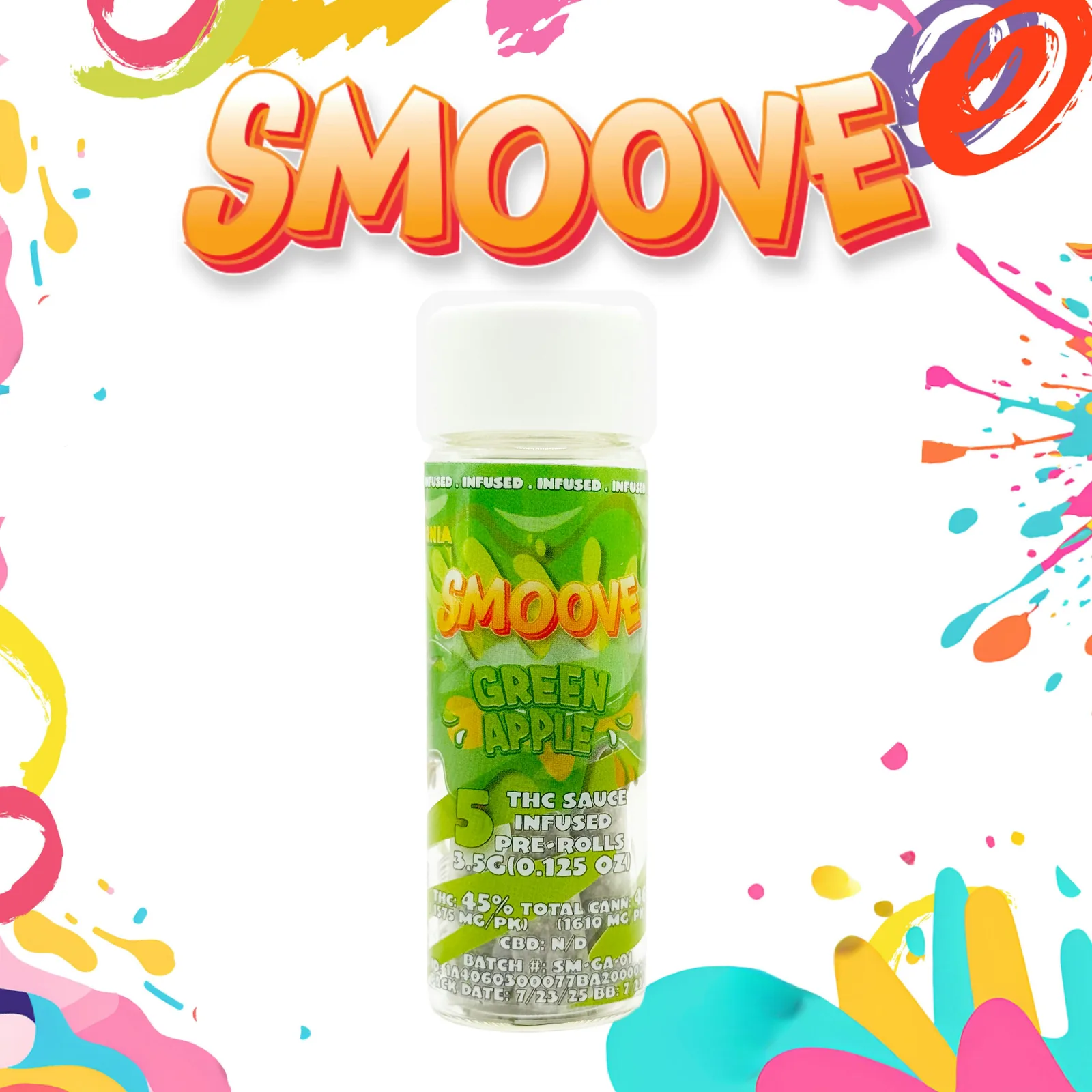 Smoove Infused Pre Rolls Green Apple 5 x 0.7 - 3.5 G