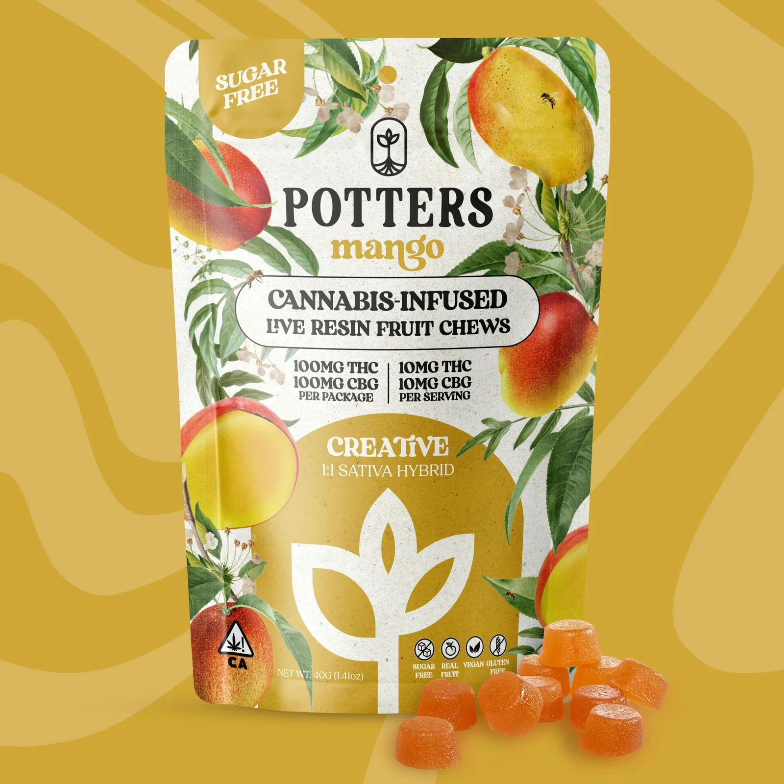 1:1 Mango Sugar-Free Live Fruit Chews | 100mg:100mg 10pk