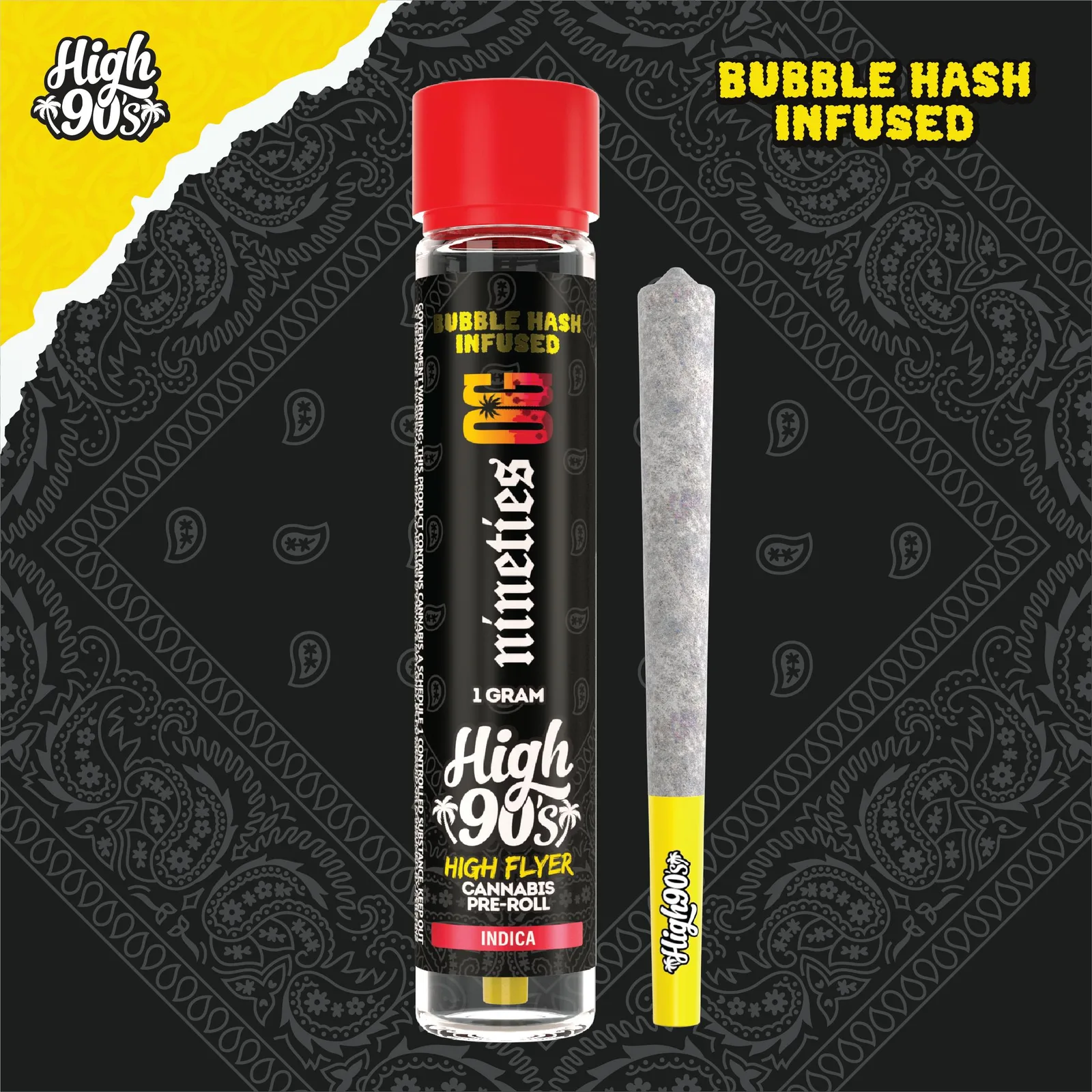 High 90s : Nineties OG 1g High Flyer Bubble Hash Infused Pre-Roll