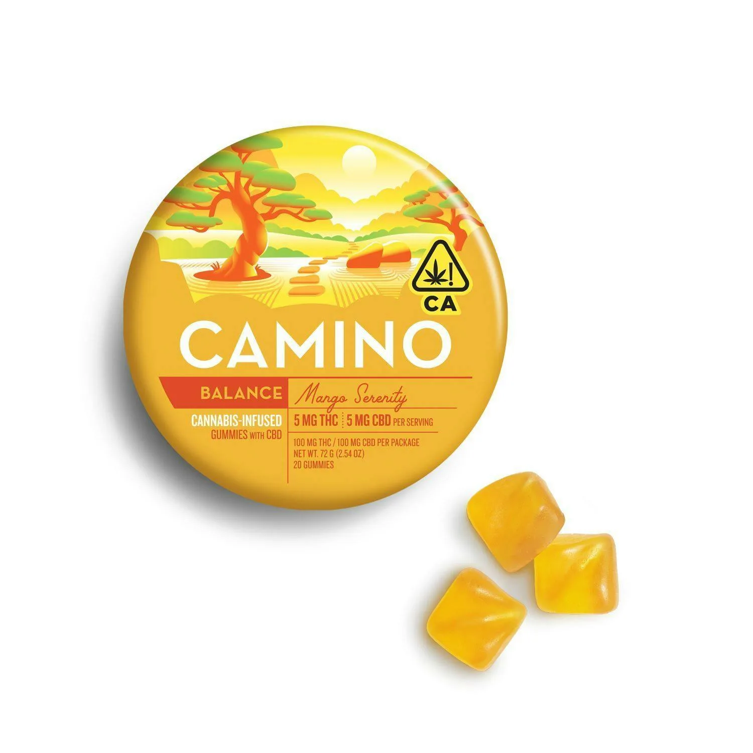Camino - 100mg Gummies - Mango Serenity 1:1 CBD:THC