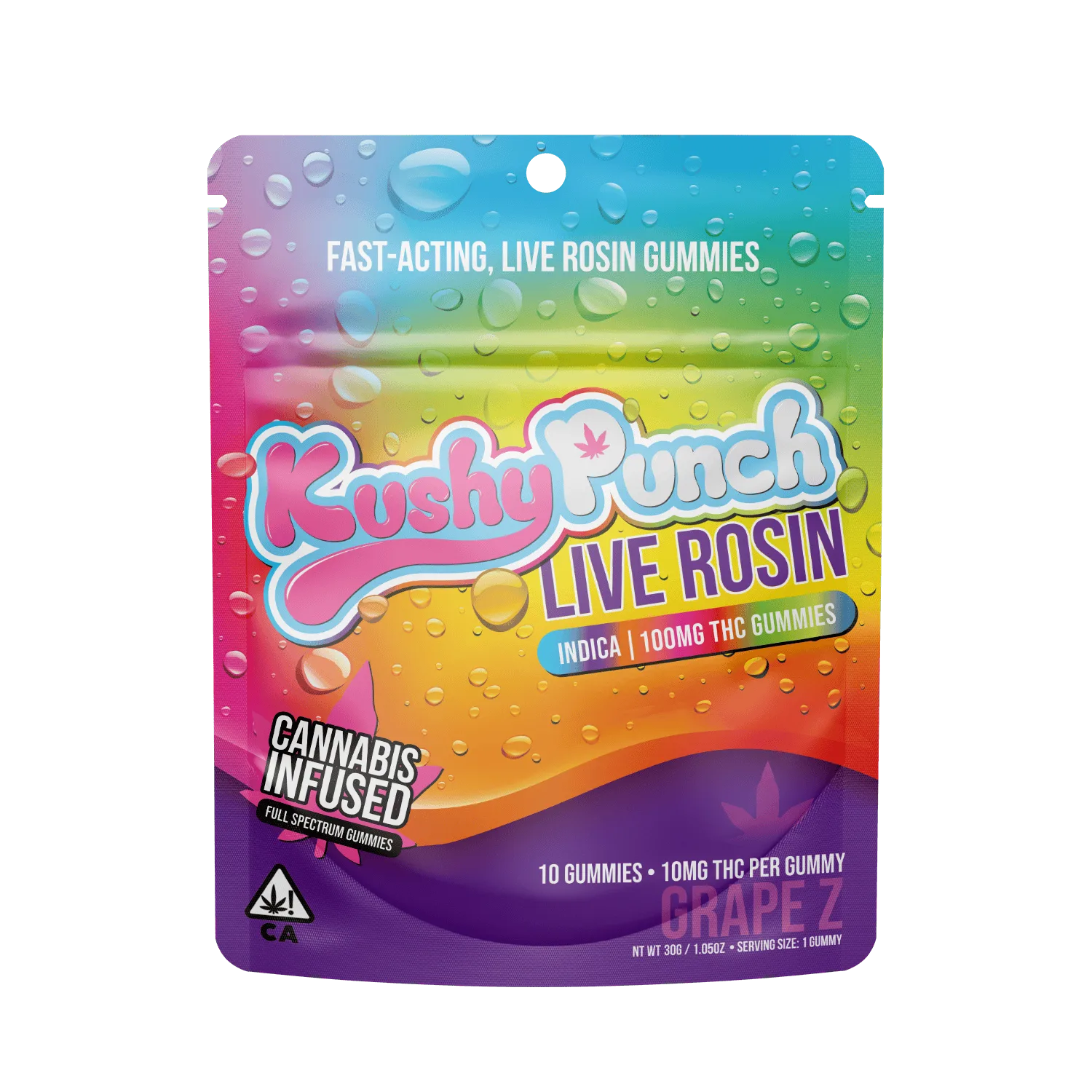 Kushy Punch - Live Rosin Grape Z Gummies 100MG (INDICA)