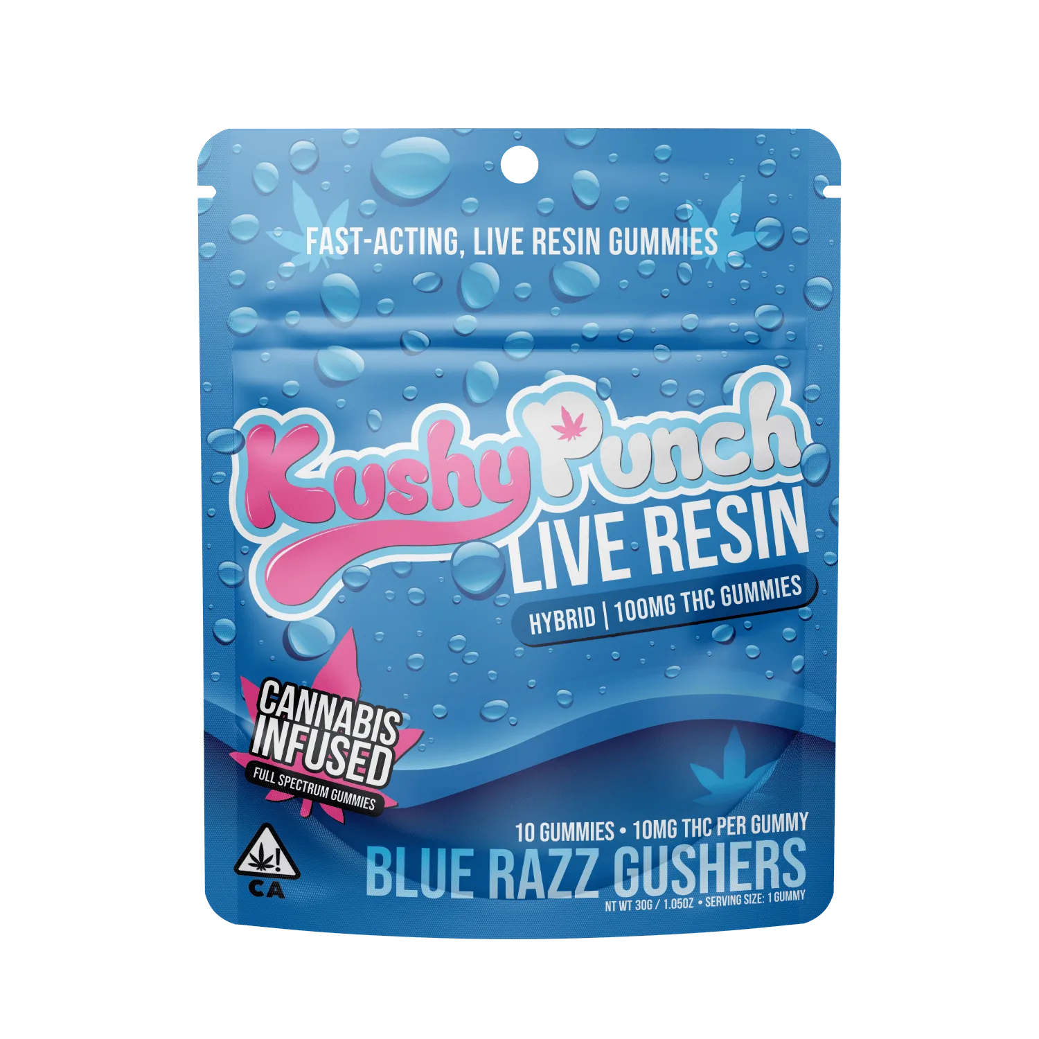 Kushy Punch - Live Resin Blue Raspberry Gummies 100MG (HYBRID)