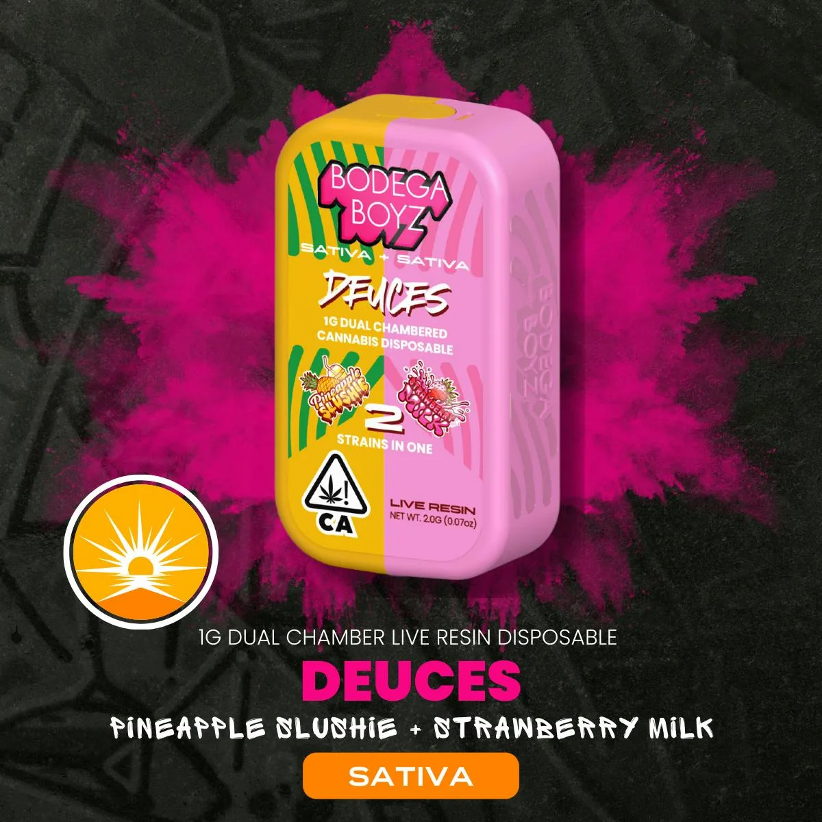 1 gram Deuces Pineapple Slushie x Strawberry Milk Live Resin Vape | CA
