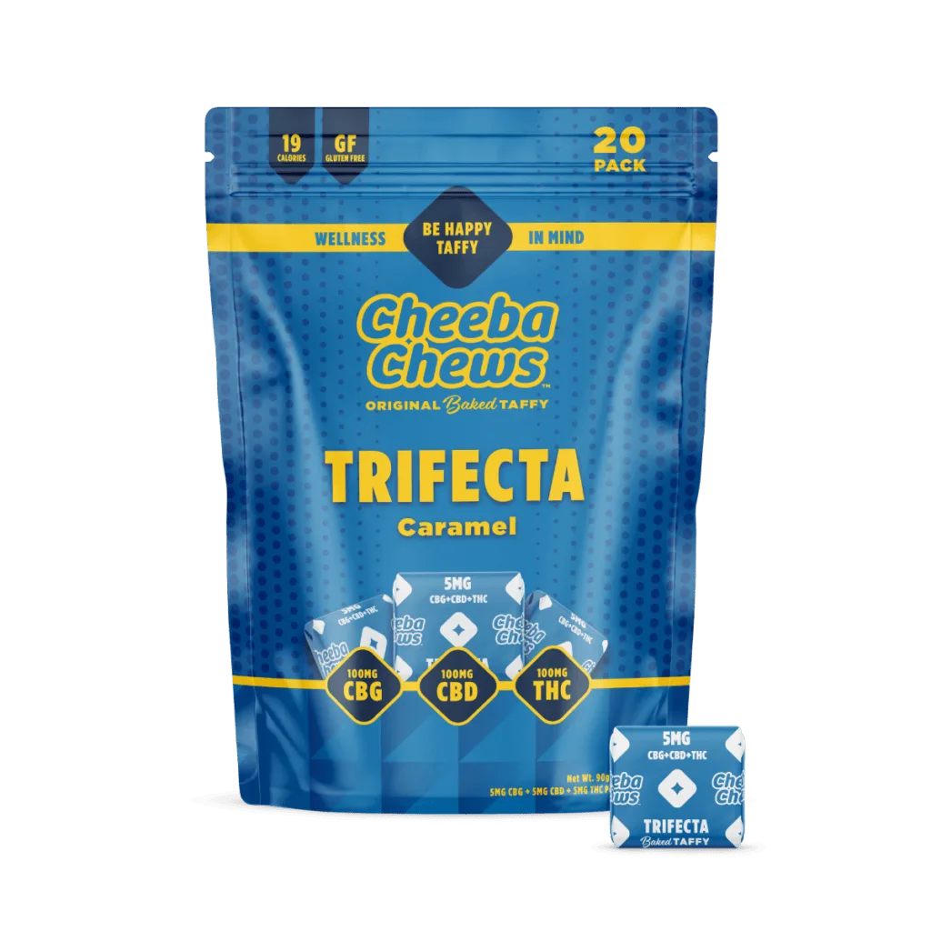 Edible Cheeba Chews Trifecta Caramel (1:1:1 -THC/CBD/CBG) 20pk - 100mg - DRP