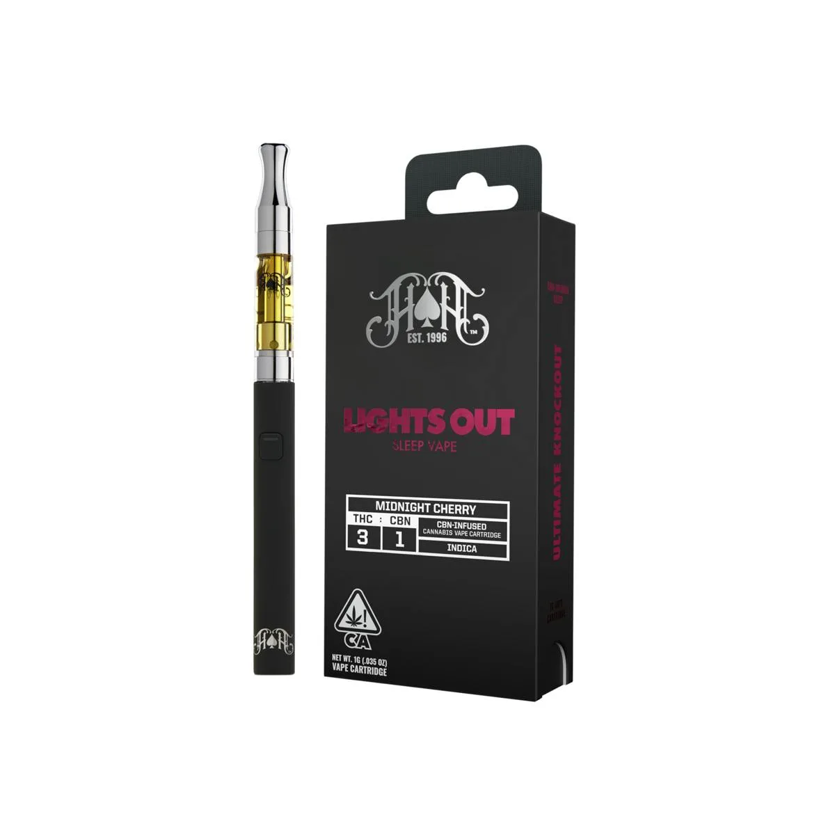 Midnight Cherry | Indica - Lights Out CBN Sleep - 1G Vape Cartridge