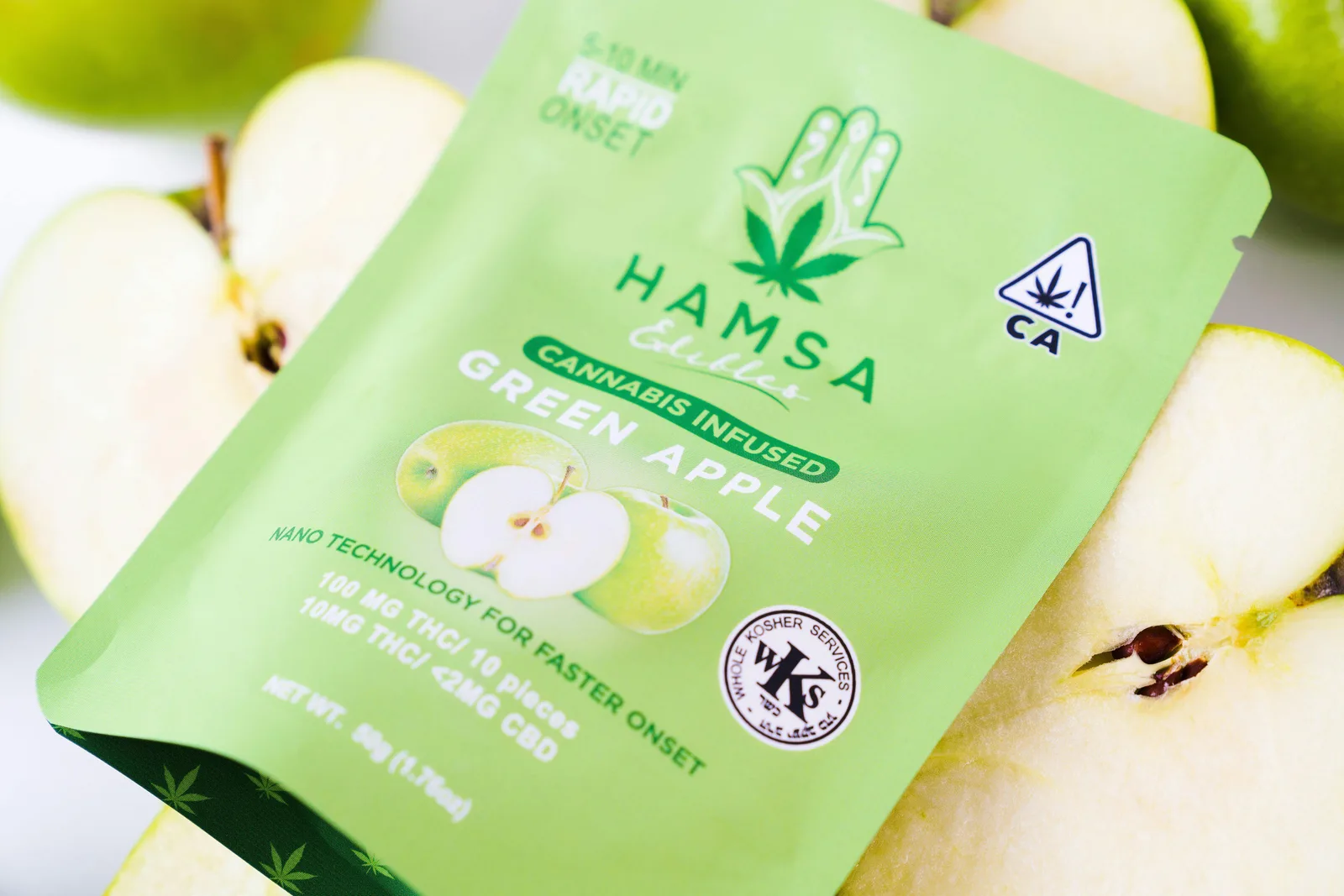 Hamsa 100mg THC Certified Kosher Nano Gummies - Green Apple