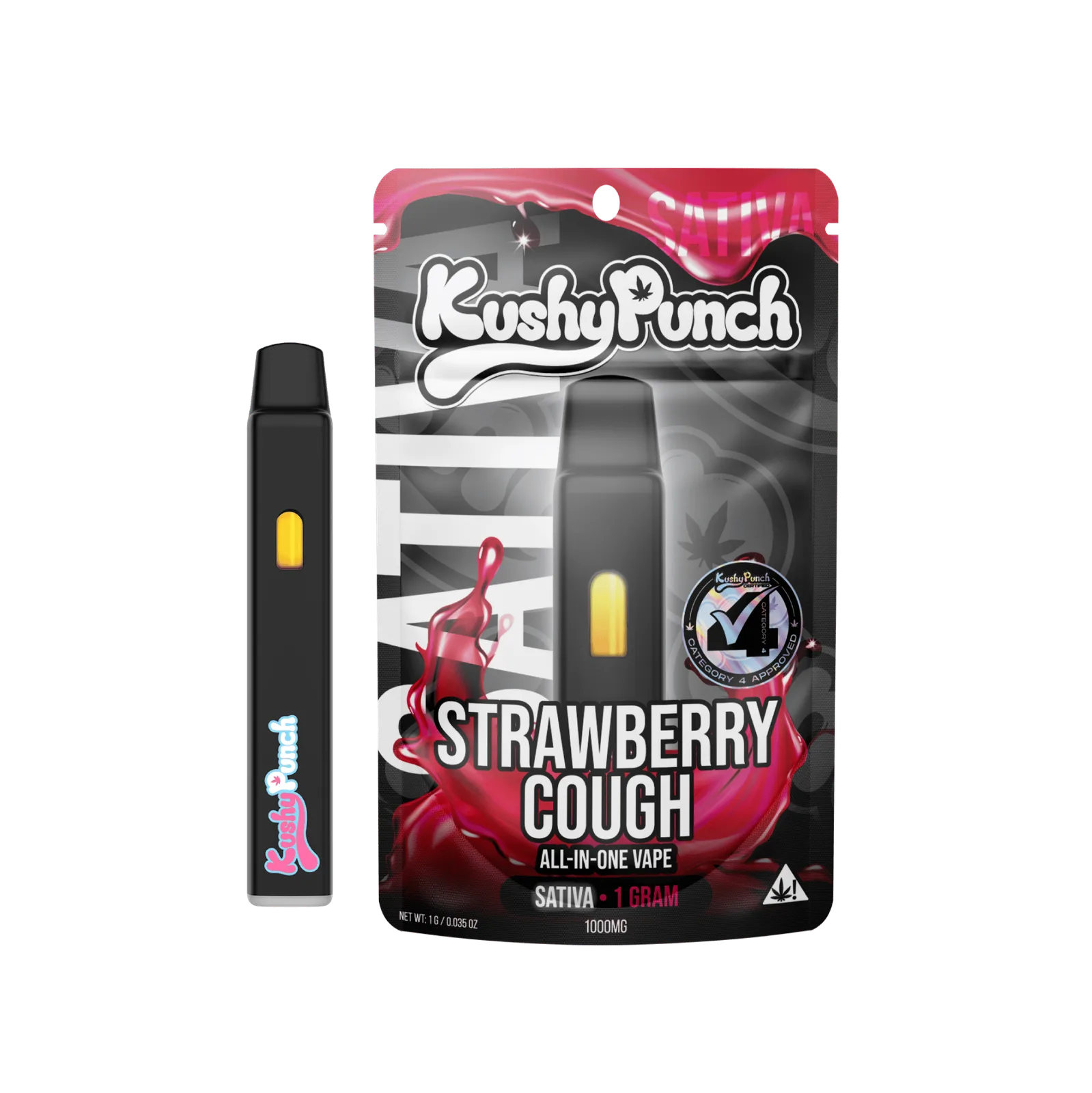 1G Kushy Punch Vape - Strawberry Cough