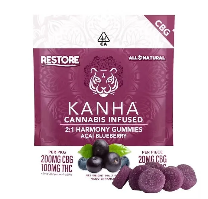 Kanha Nano | Acai Blueberry 2:1 | CBG Gummies | 100mg