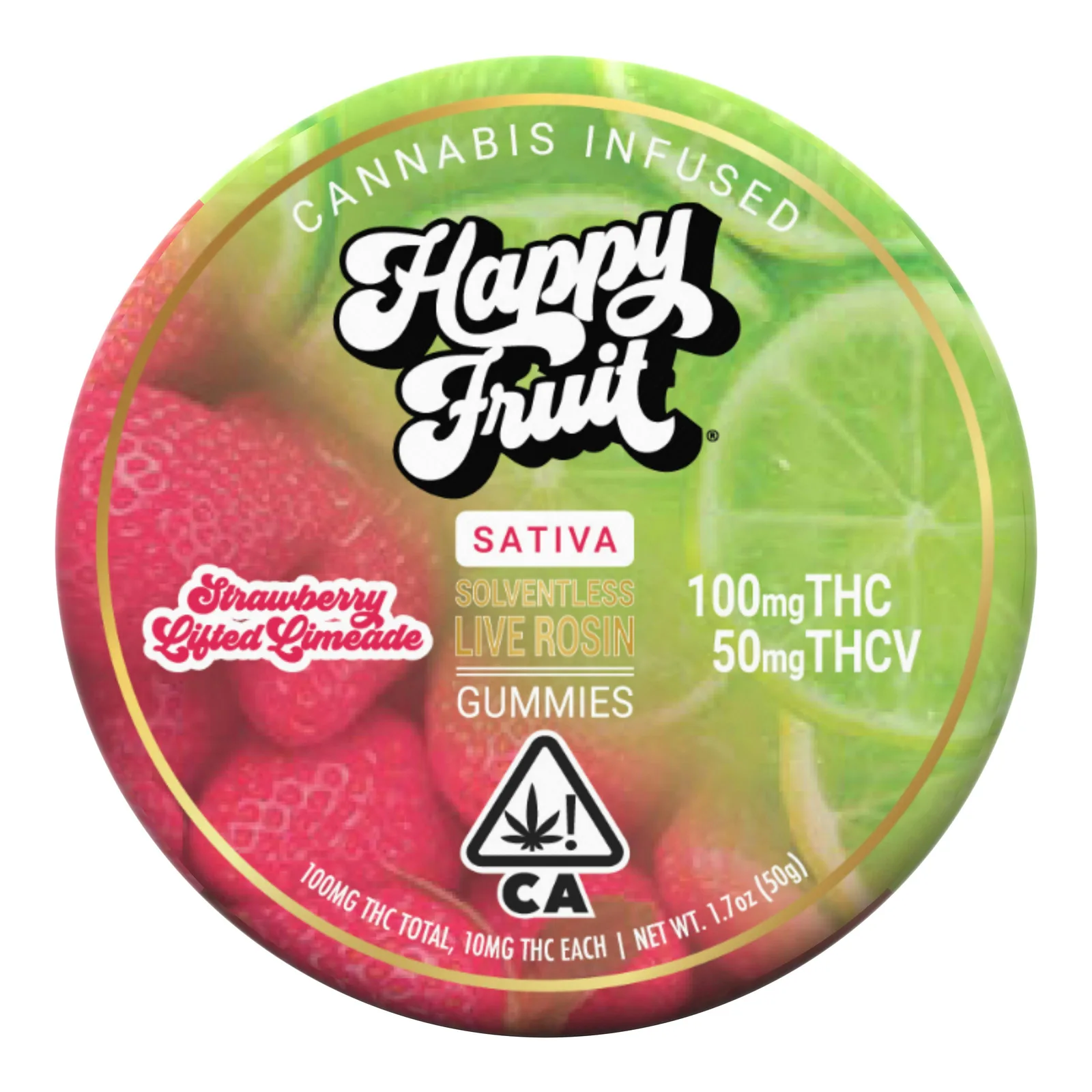 Strawberry Limeade Rosin Gummies 100 MG THC + 50 MG THC-V