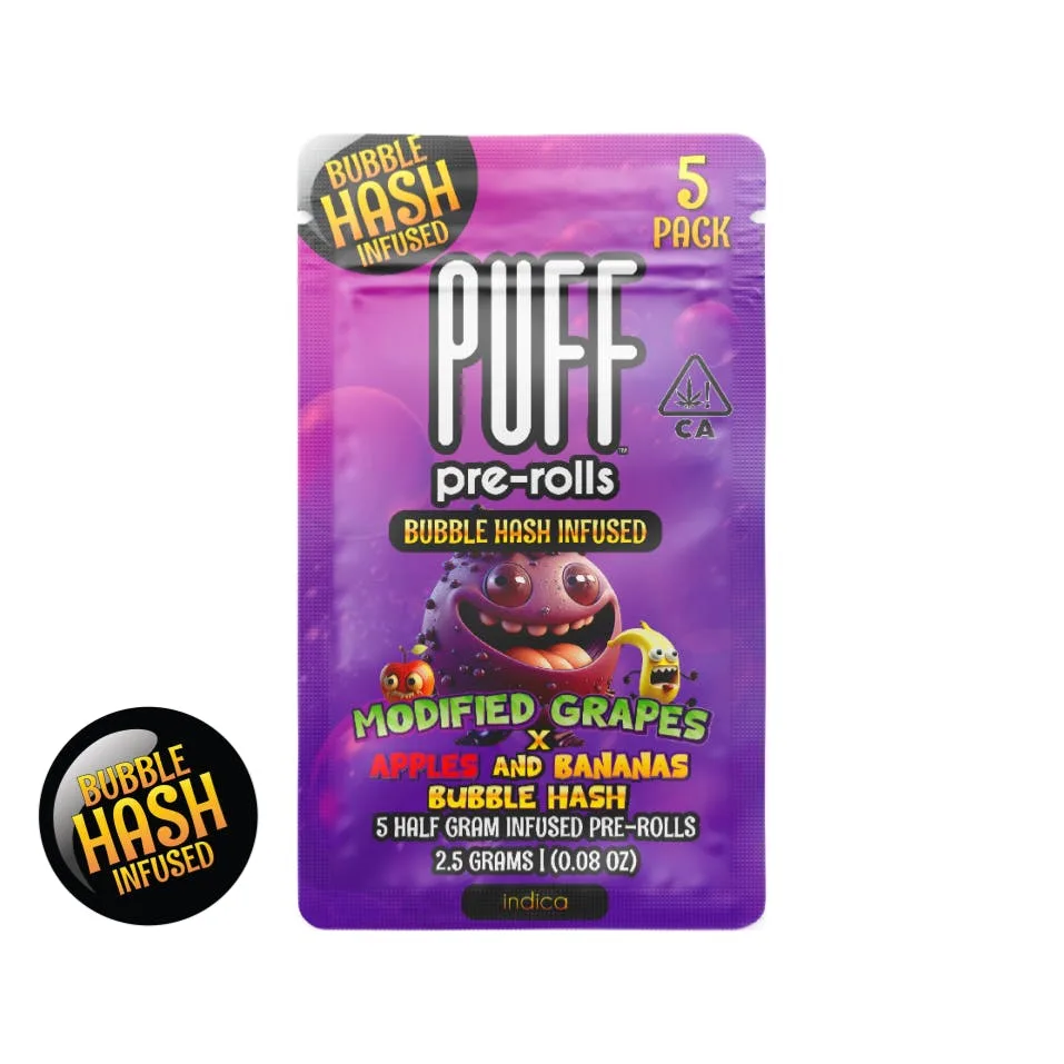 Modified Grape x Apple & Banana Bubble Hash - Infused Pre-Roll .5g - 5pk