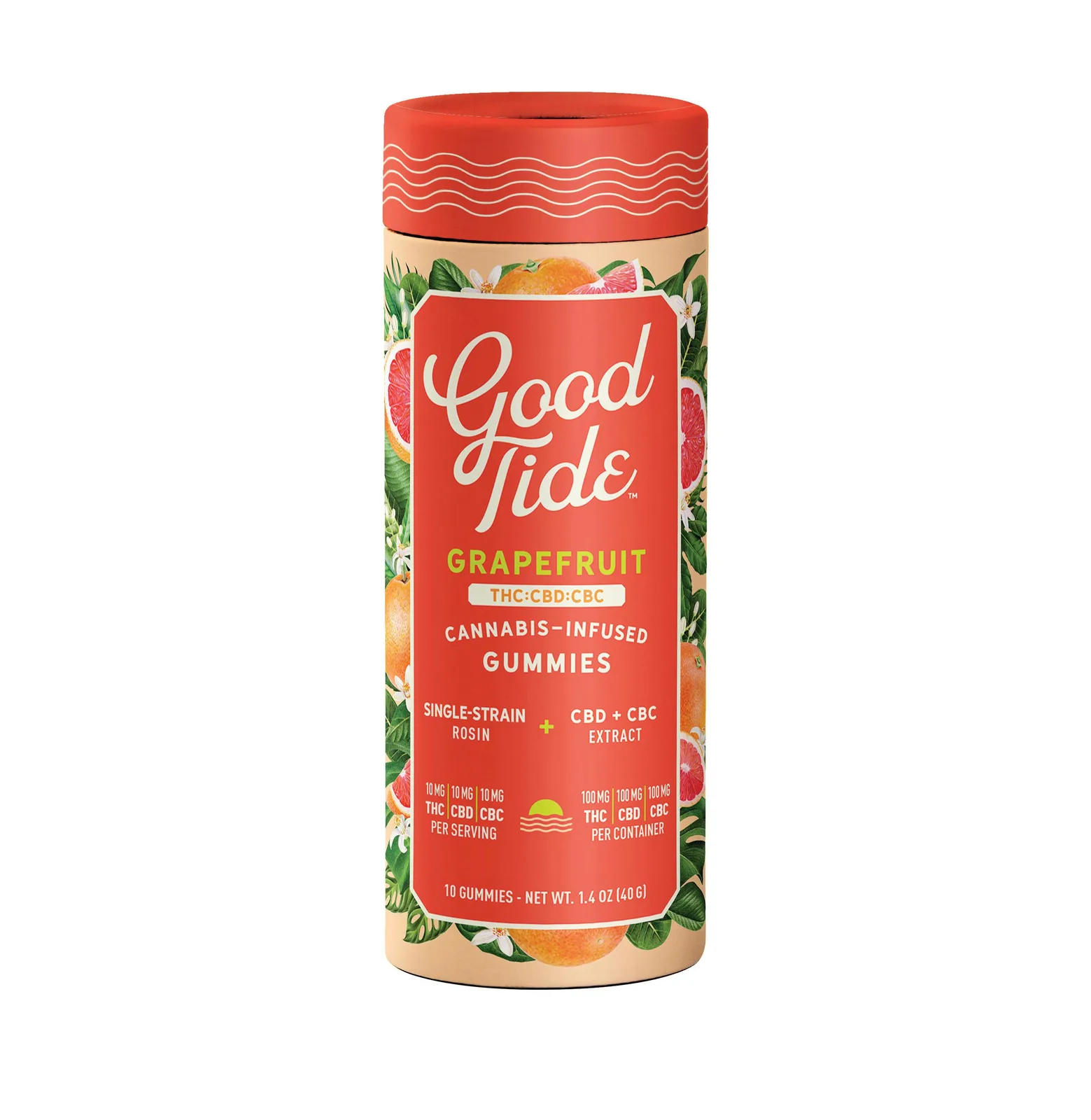 GOOD TIDE - GRAPEFRUIT HASH ROSIN GUMMIES - THC:CBD:CBC - 10pk