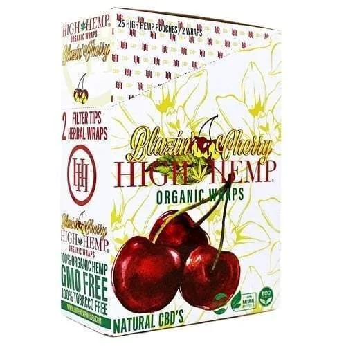 High Hemp Wraps Blazin Cherry Natural CBD 2pk