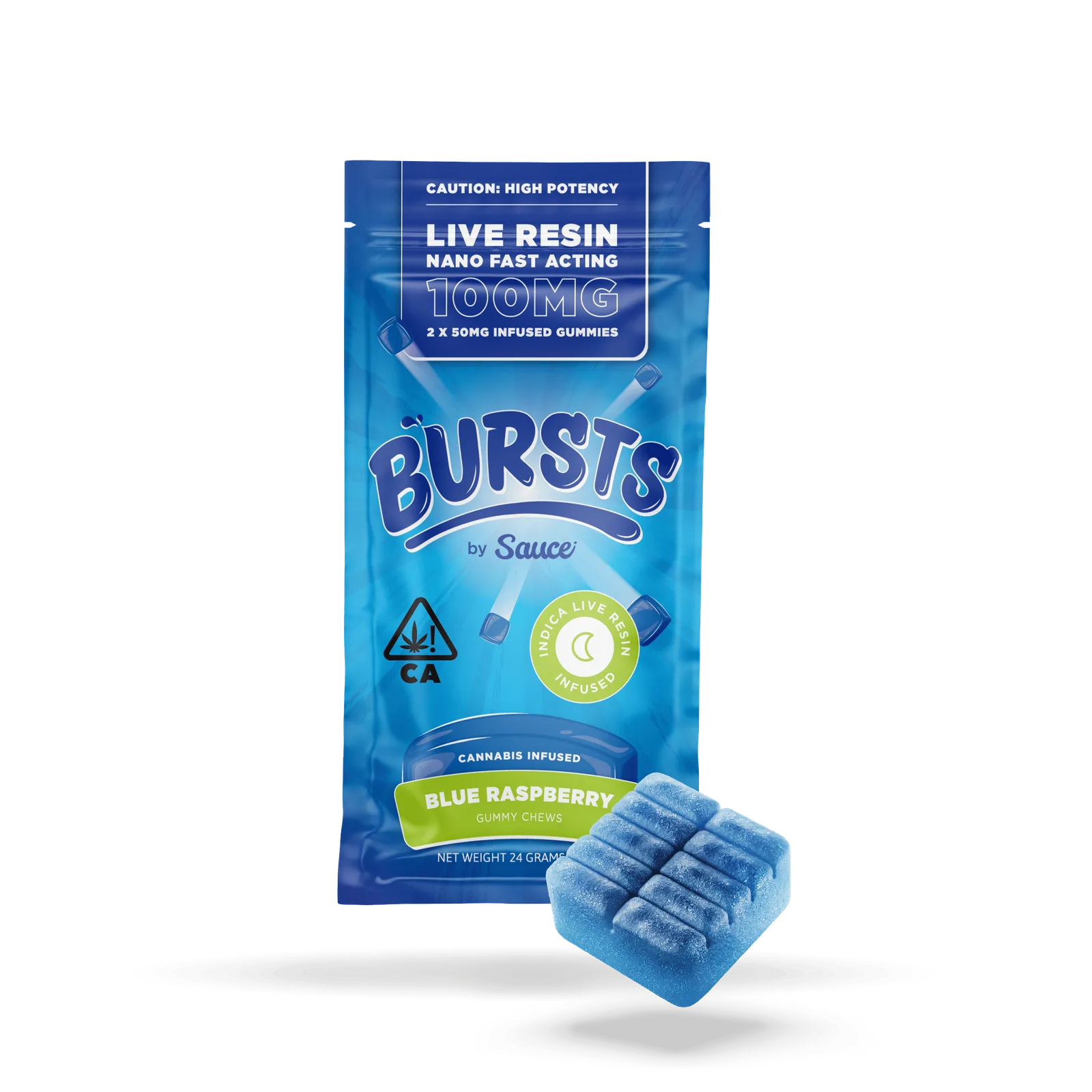 Sauce | Bursts | Blue Raspberry | Live Resin Gummies | 100mg