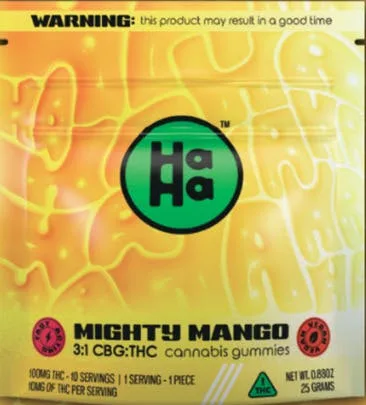 HaHa - MIGHTY MANGO VEGAN GUMMIES 3:1 (CBG:THC) - 10pk