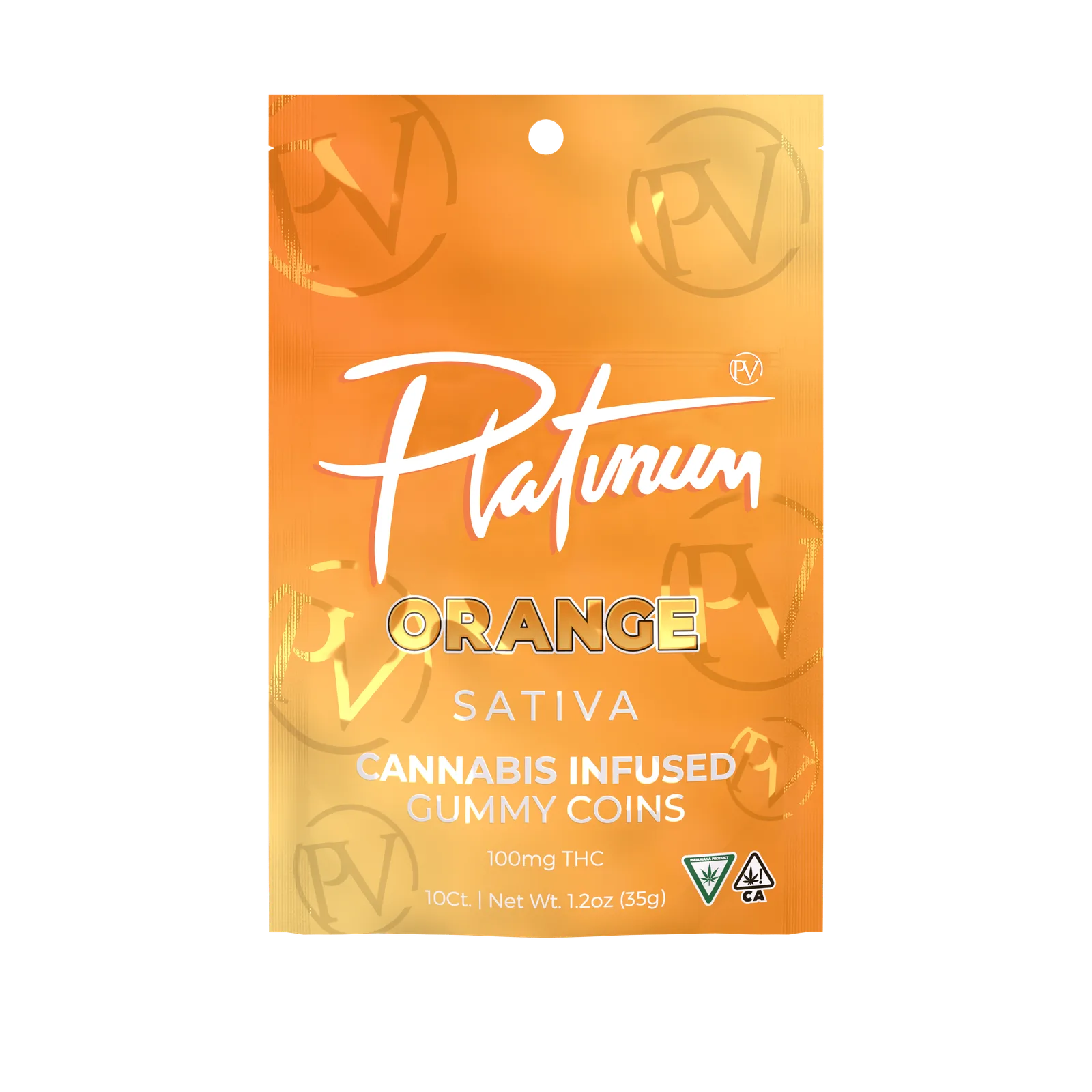 Platinum Vape 100mg Gummies - Orange (Sativa)