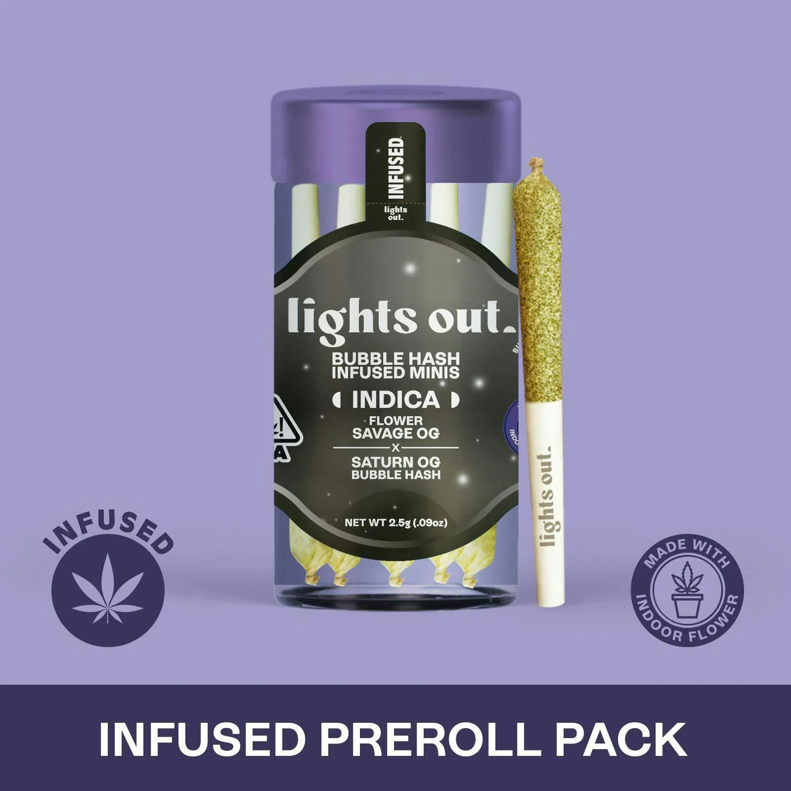 Savage OG x Saturn OG (Indica) 5pk Hash Infused Preroll 2.5g