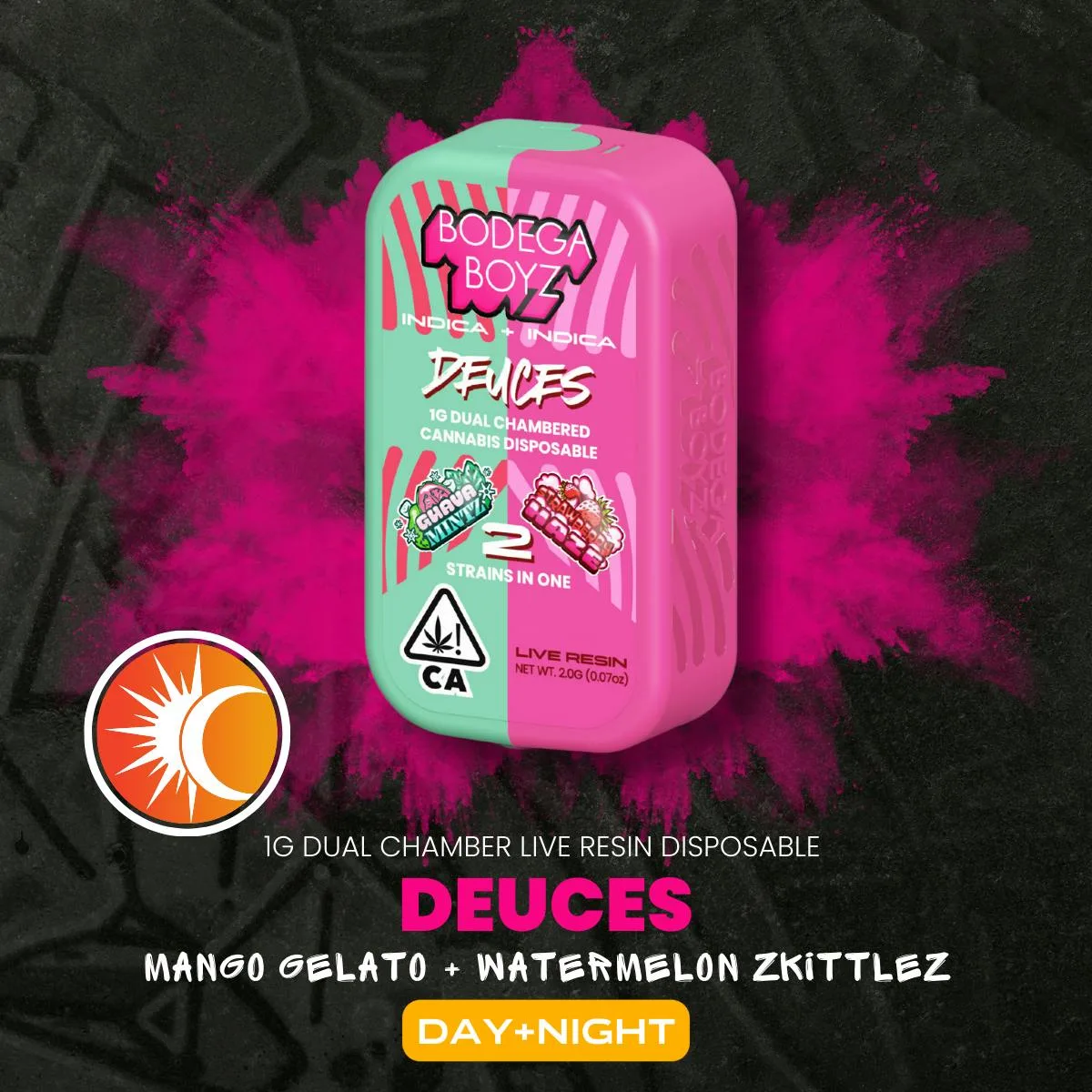 1 gram Deuces Mango Gelato x Watermelon Zkittlez Live Resin Vape | CA