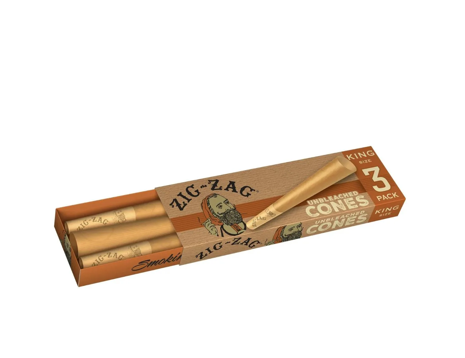 Zig-Zag Unbleached Cone 3-Pack - king size