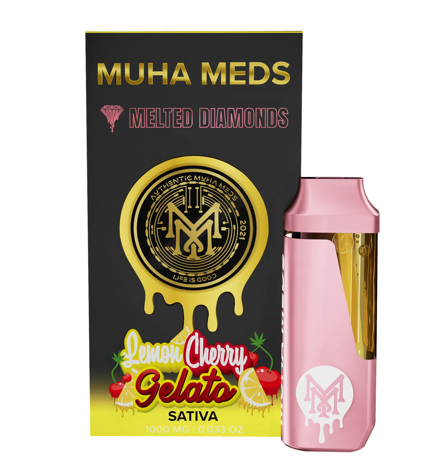 Muha Meds | Lemon Cherry Gelato | Melted Diamonds Disposable | 1g