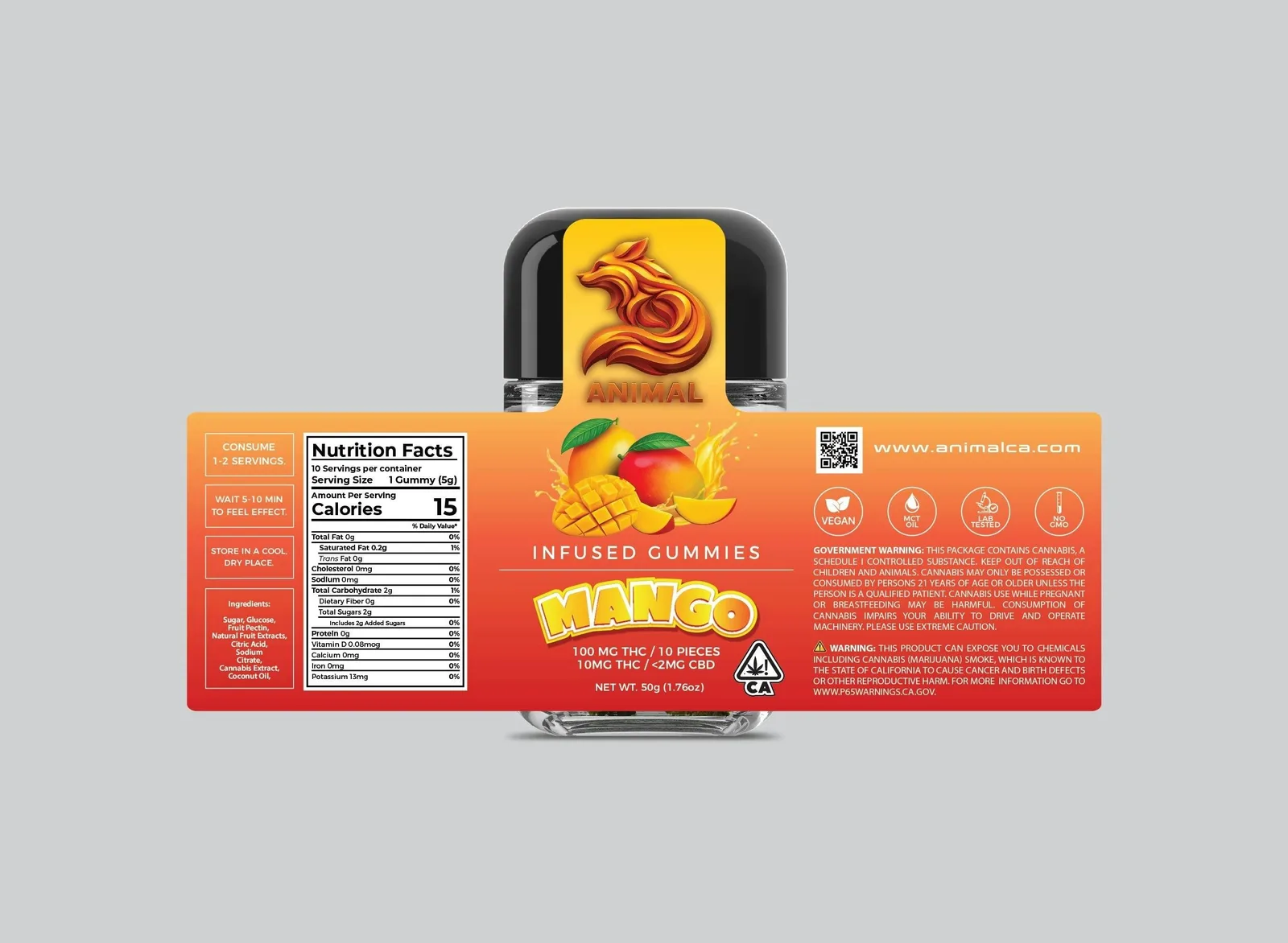 Mango Flavored Gummies - 10 x 10mg/gummy