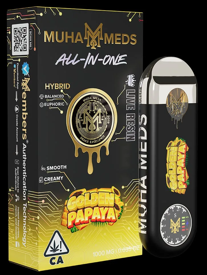 Muha Meds | Golden Papaya | Live Resin Disposable | 1g