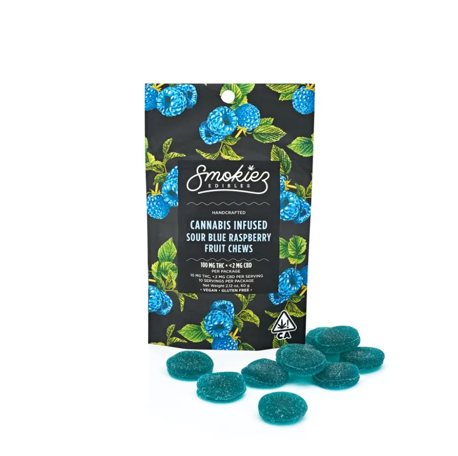 Smokiez Fruit Chews Sour Blue Raspberry 100mg