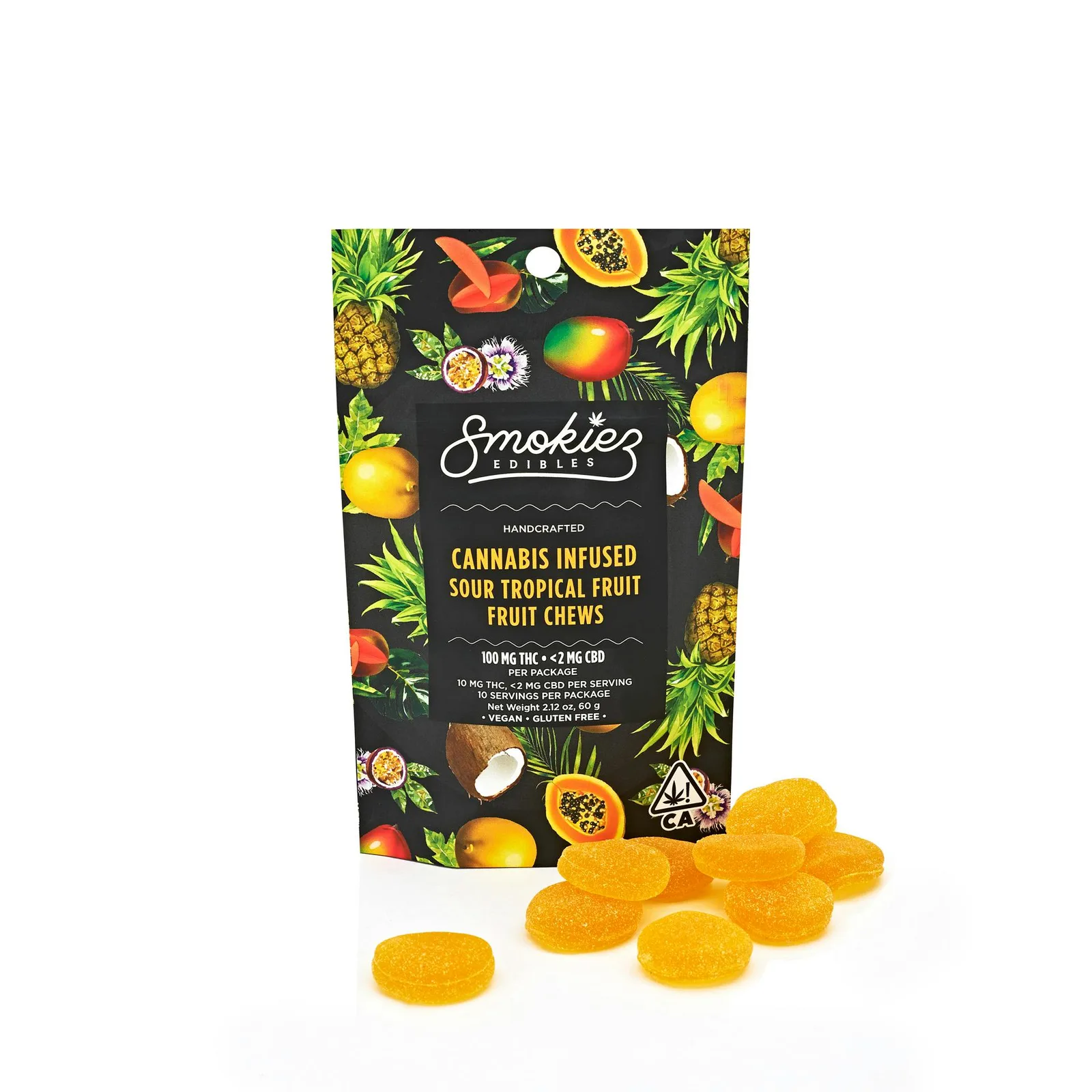Sour Tropical Fruit Chews, 100 mg - CA