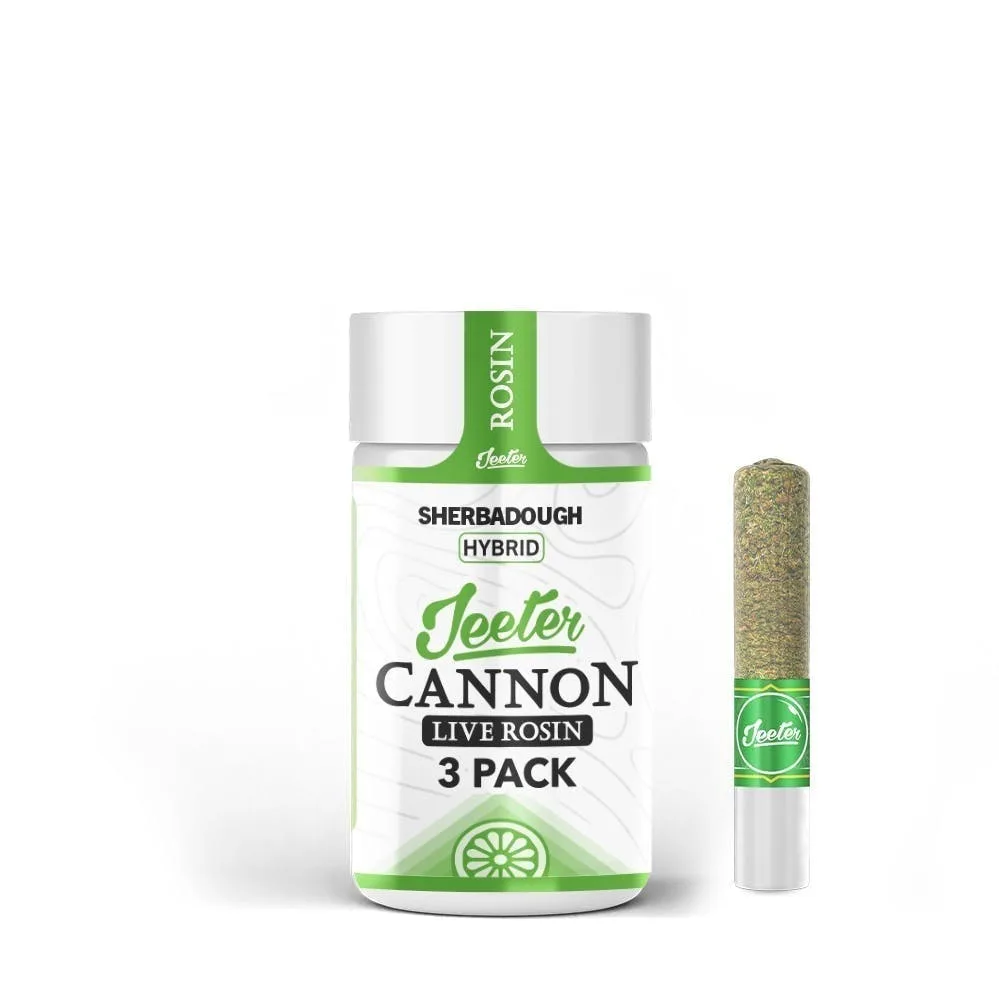 Infused Jeeter Rosin Cannons 0.5G x 3 Prerolls Sherbadough