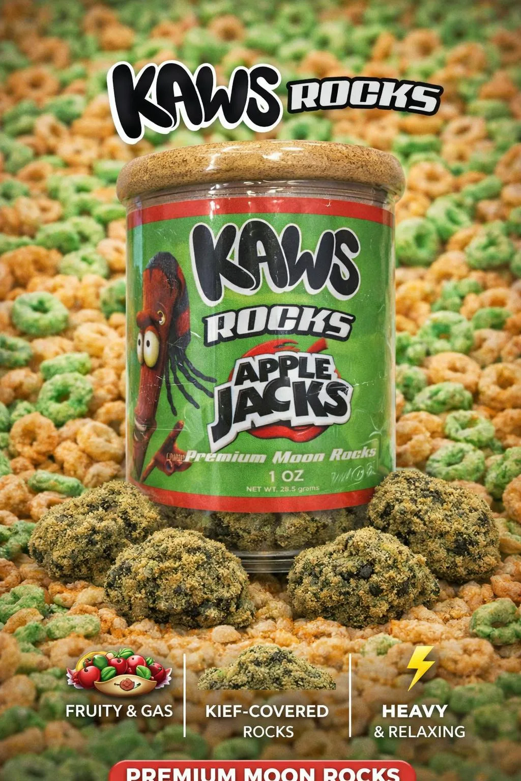 KAWS ROCKS | APPLE JACKS (1OZ MOONROCKS)