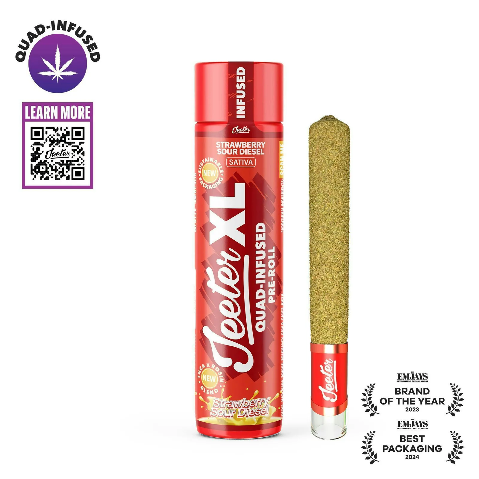 Jeeter | Strawberry Sour Diesel | XL Quad-Infused Joint | 2g