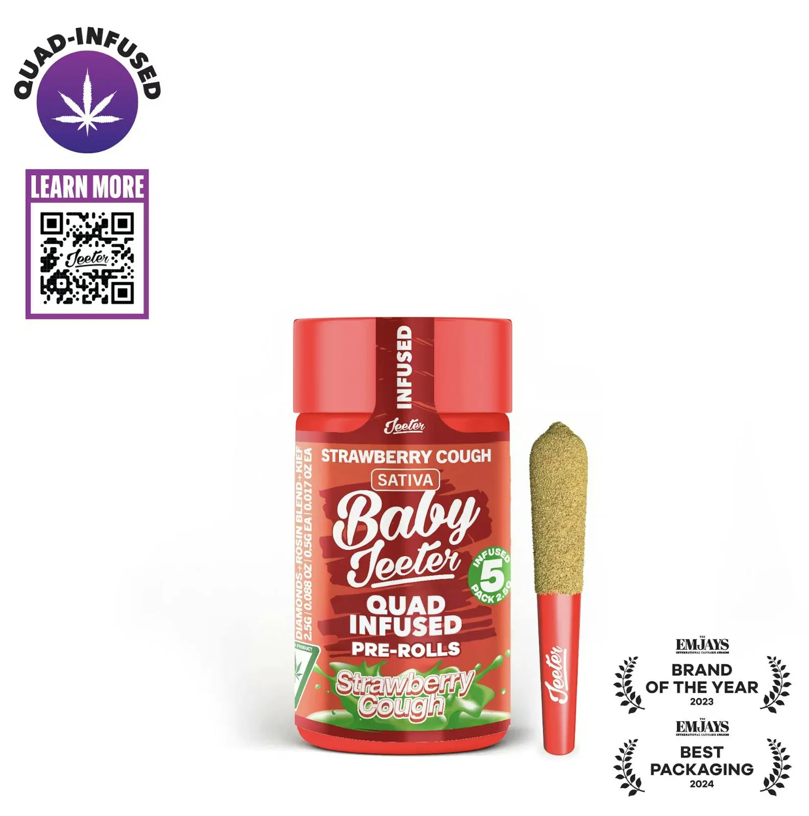 Jeeter | Strawberry Cough | Quad-Infused Minis | 0.5g each | 5pk