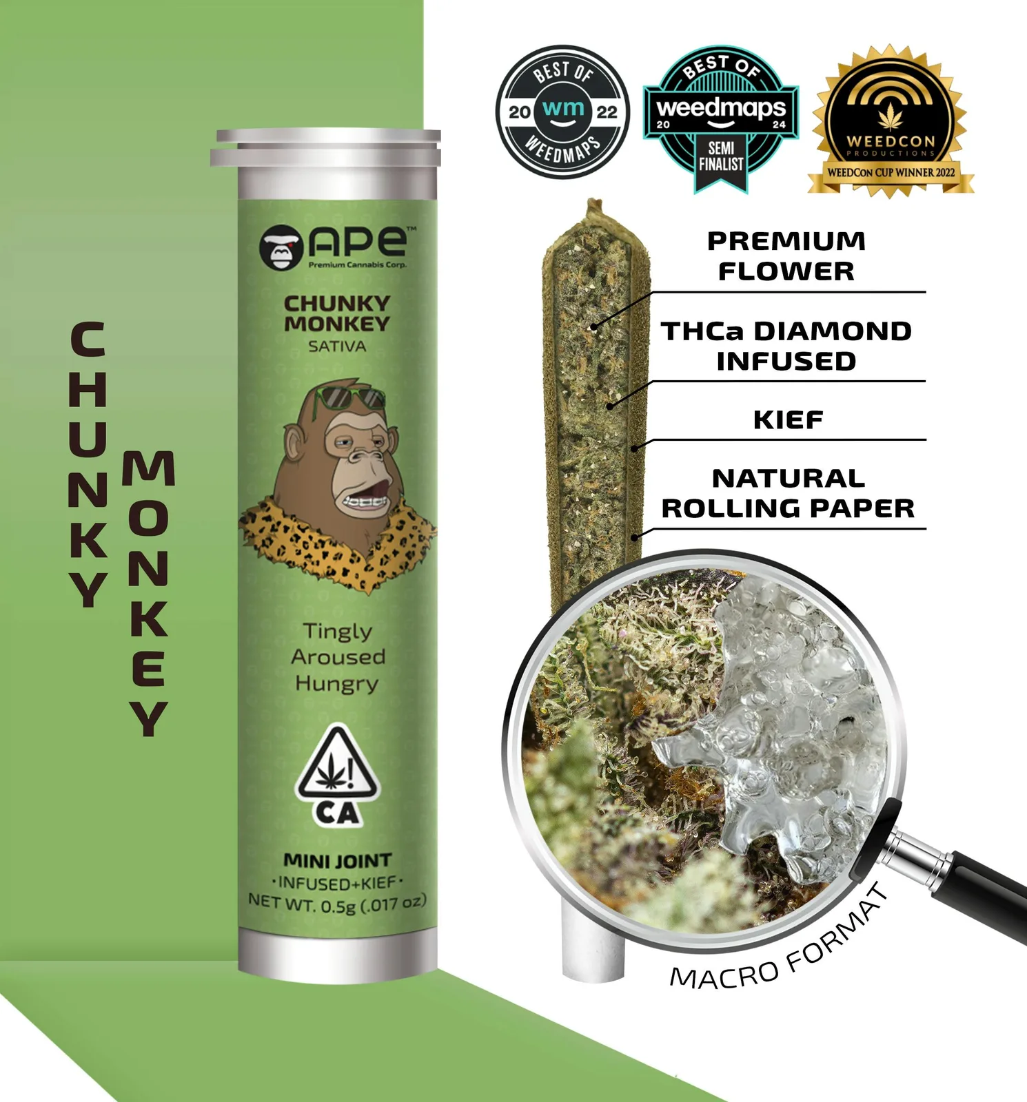 CHUNKY MONKEY — Mini Joint Infused + Kief (0.5g)