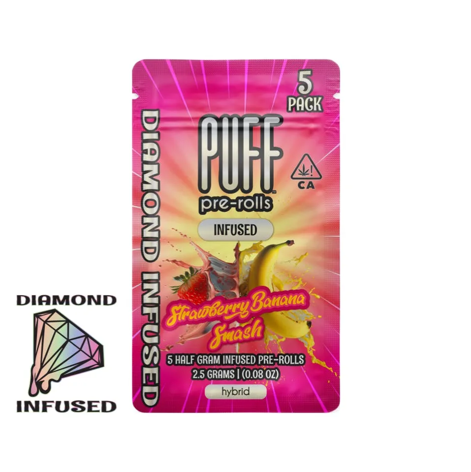 Strawberry Banana Smash - Infused Pre Roll Pack .5g - 5pk