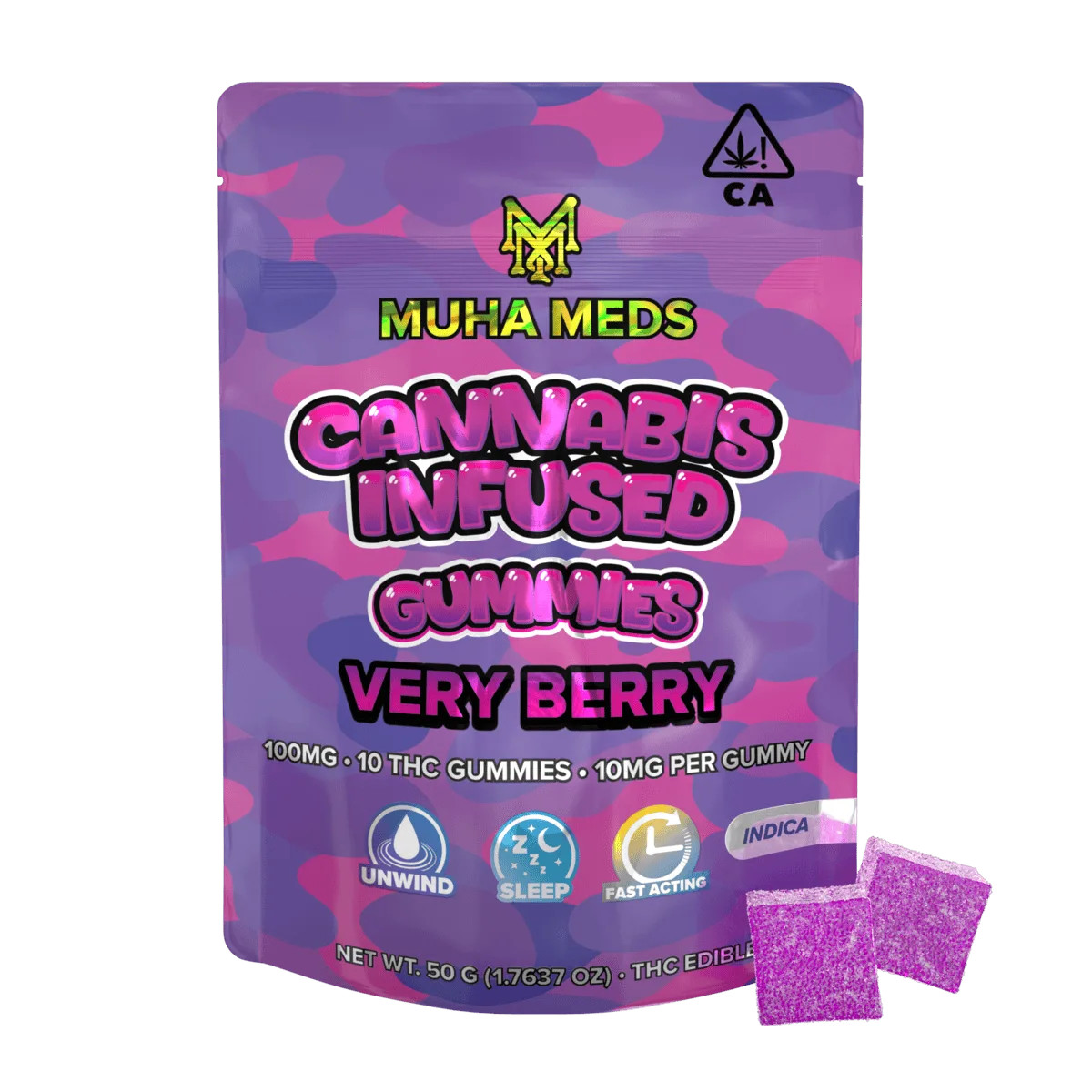 Muha Meds | Very Berry Gummies | 100mg | 10ct | 10mg/ea