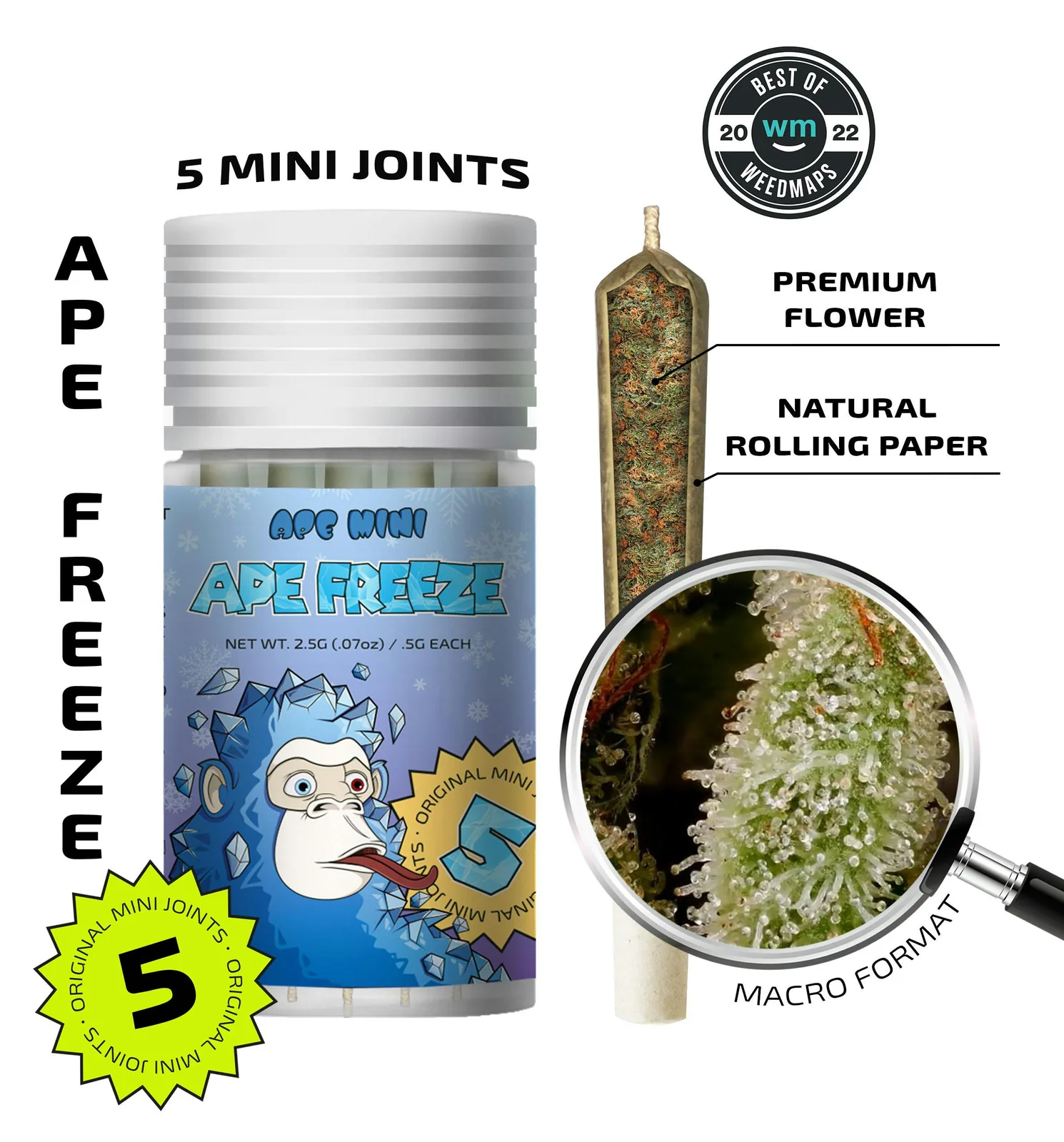 Ape Freeze — 5 original mini joints (2.5g | 0.5g each)