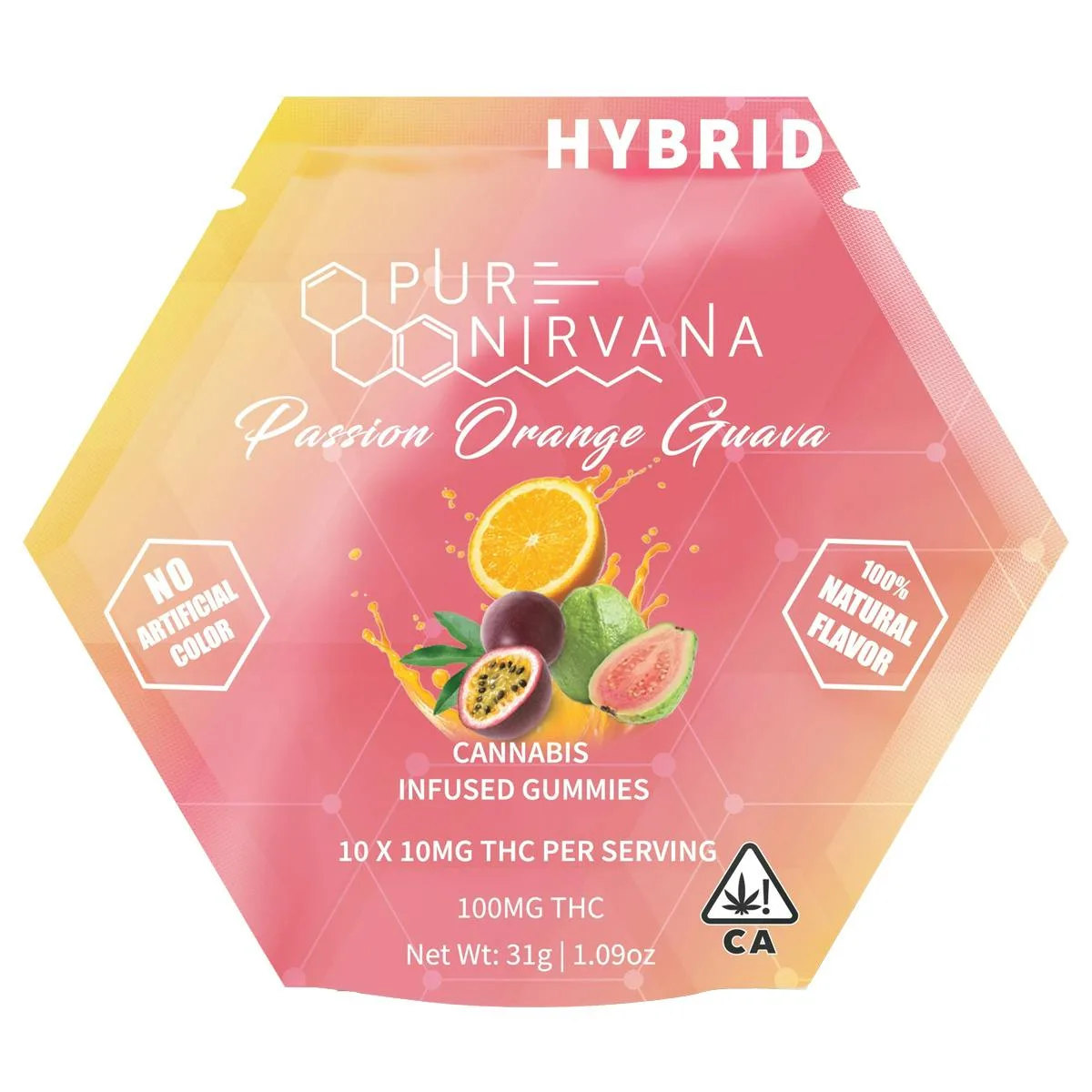 Pure Nirvana Passion Orange Guava (POG) Hybrid Gummies 100mg
