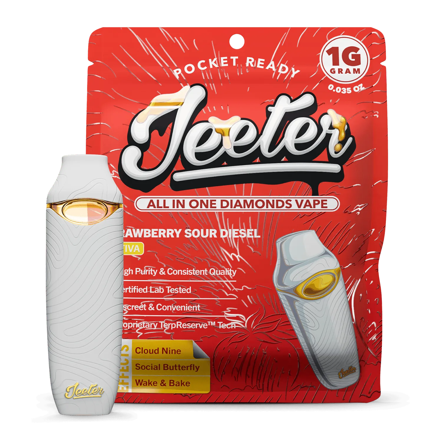 Jeeter | Strawberry Sour Diesel | Diamonds Disposable | 1g